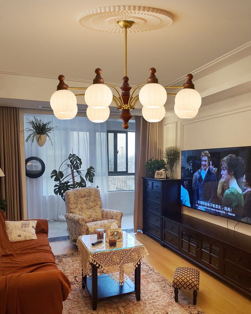Jago Chandelier Blossom with Glass Shades-Neutral Decor