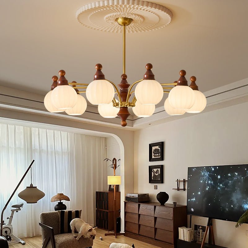 Jago Chandelier Blossom with Glass Shades-Neutral Decor