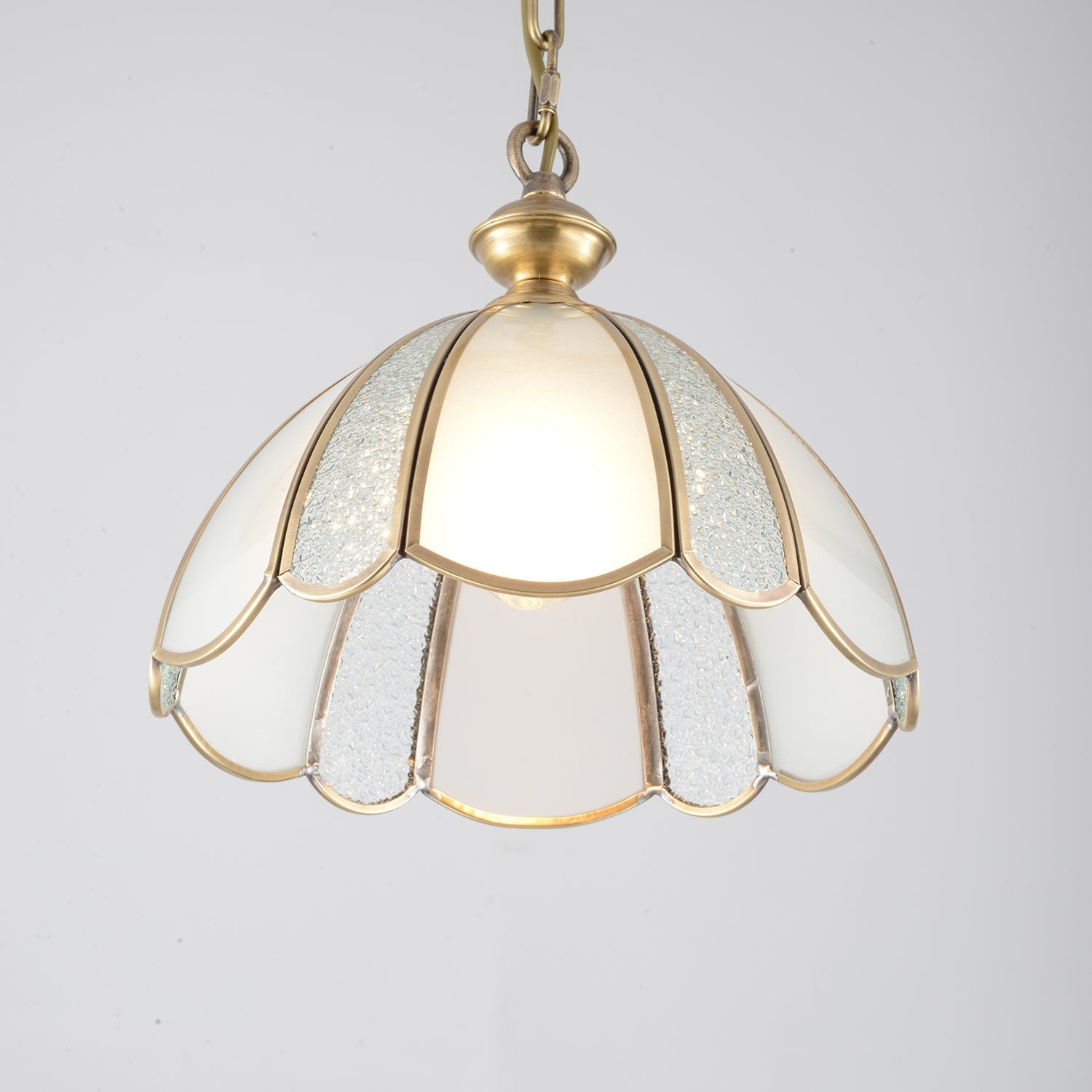 Lunell Traditional Art Brass Glass Pendant Light-Neutral Decor