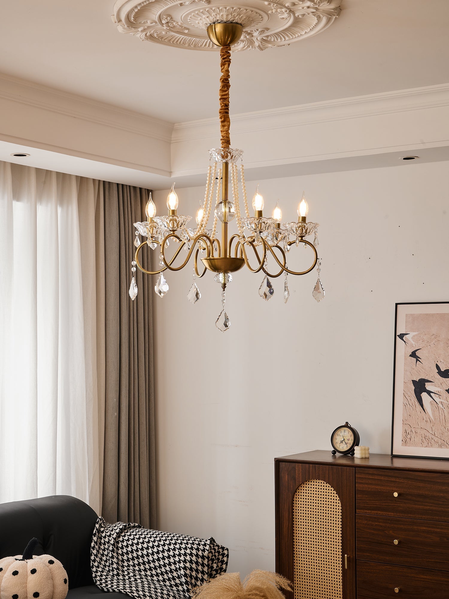 Velaeyra Postmodern Luxury Pearl Crystal Chandelier-Neutral Decor