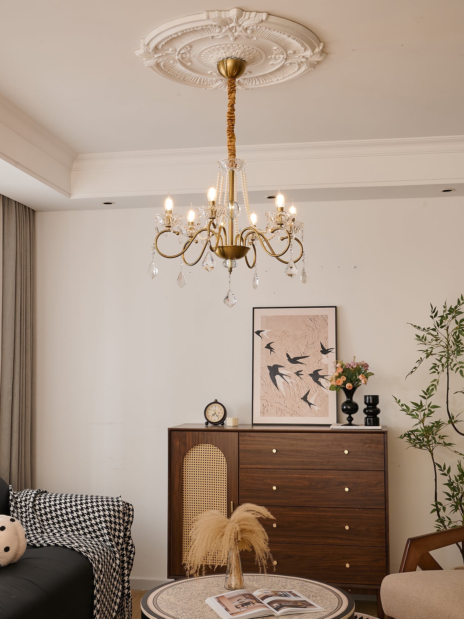 Velaeyra Postmodern Luxury Pearl Crystal Chandelier-Neutral Decor