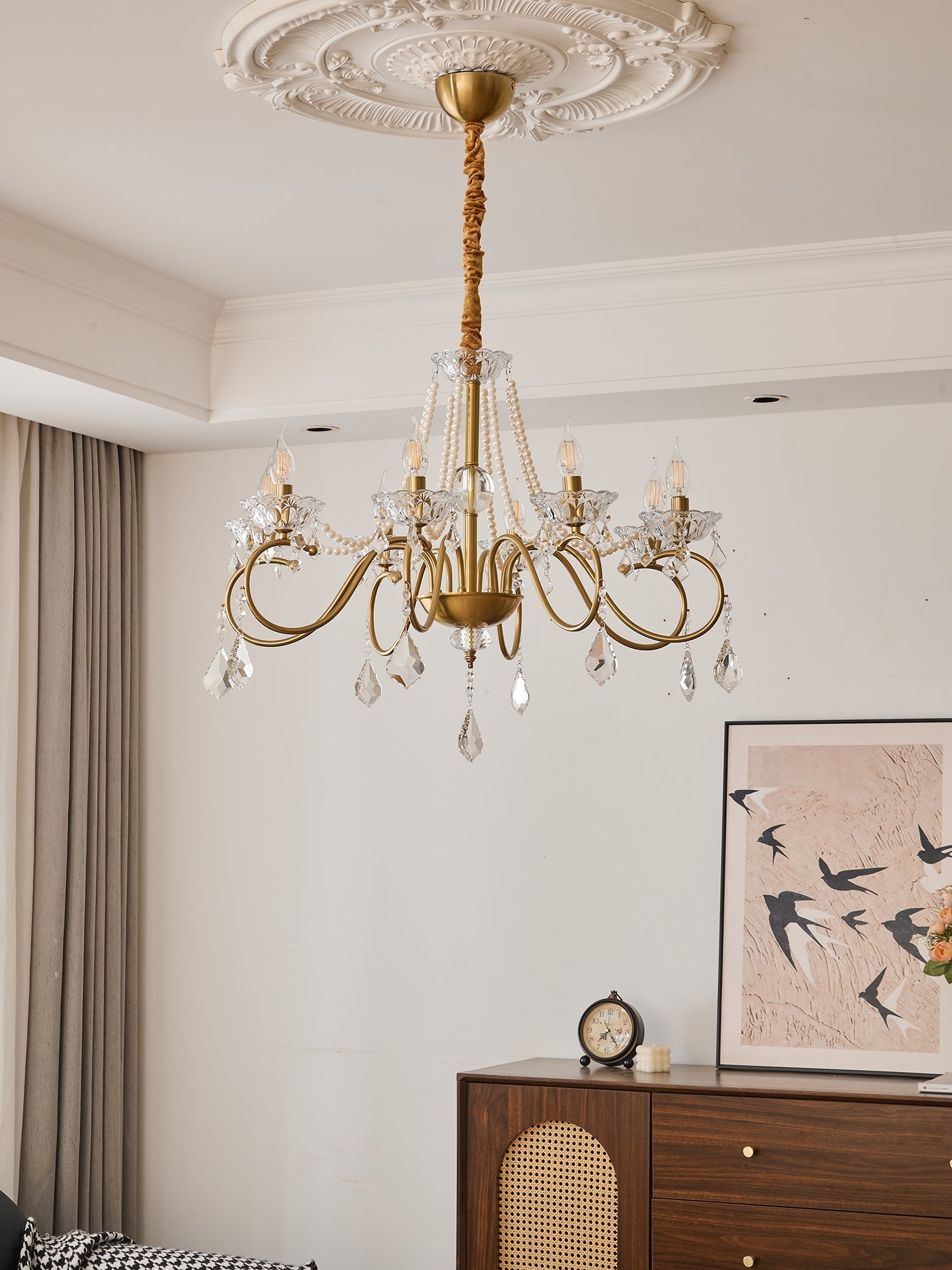 Velaeyra Postmodern Luxury Pearl Crystal Chandelier-Neutral Decor