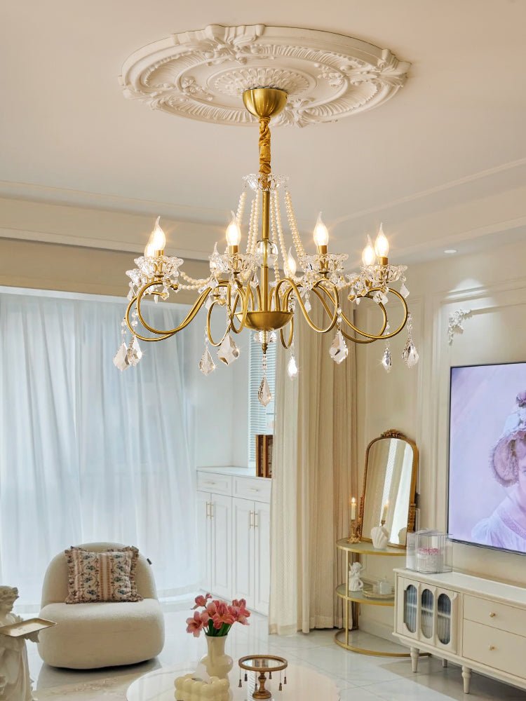 Velaeyra Postmodern Luxury Pearl Crystal Chandelier-Neutral Decor