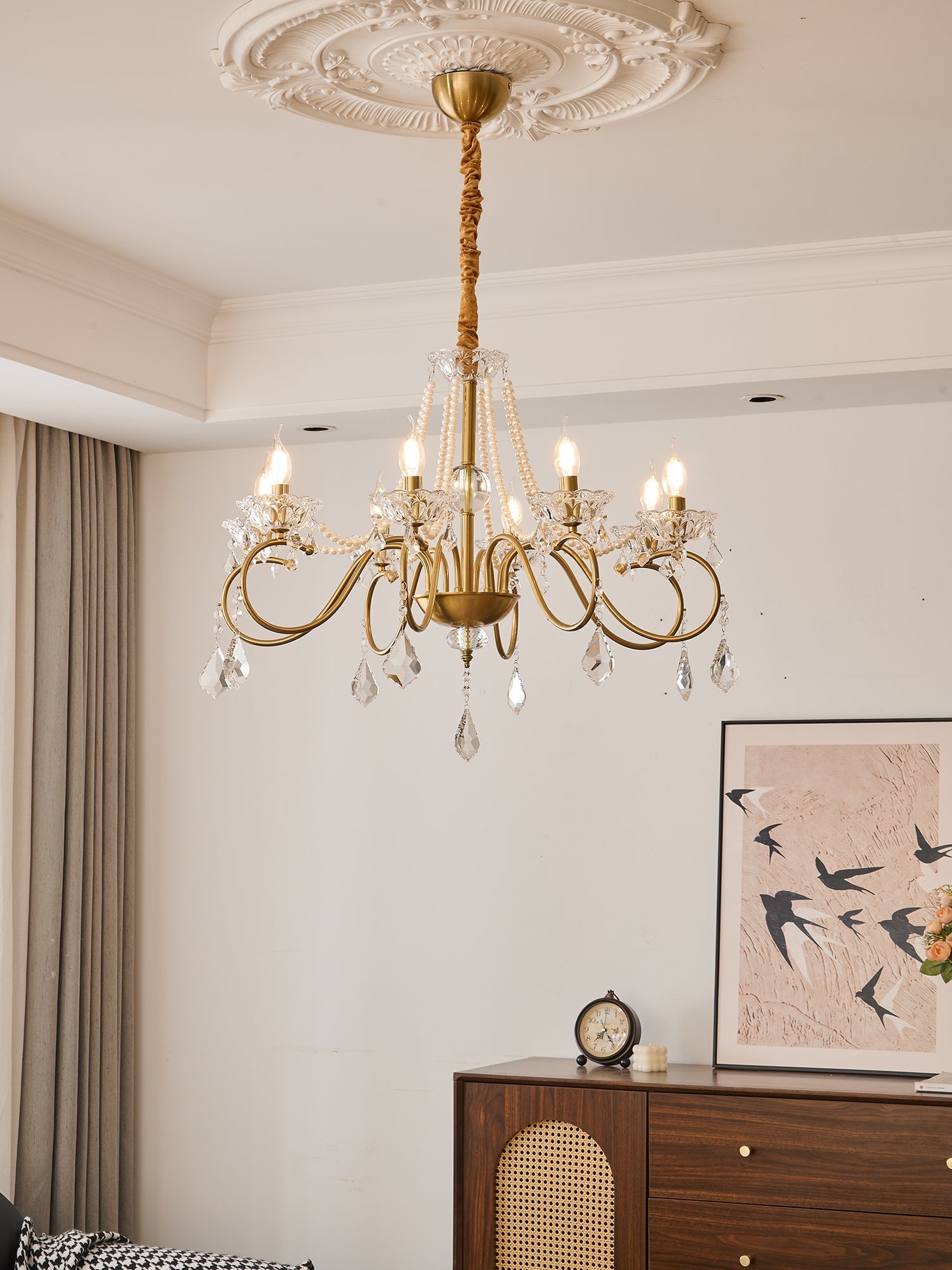 Velaeyra Postmodern Luxury Pearl Crystal Chandelier-Neutral Decor
