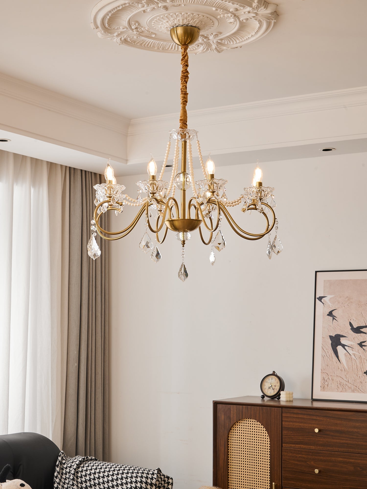Velaeyra Postmodern Luxury Pearl Crystal Chandelier-Neutral Decor