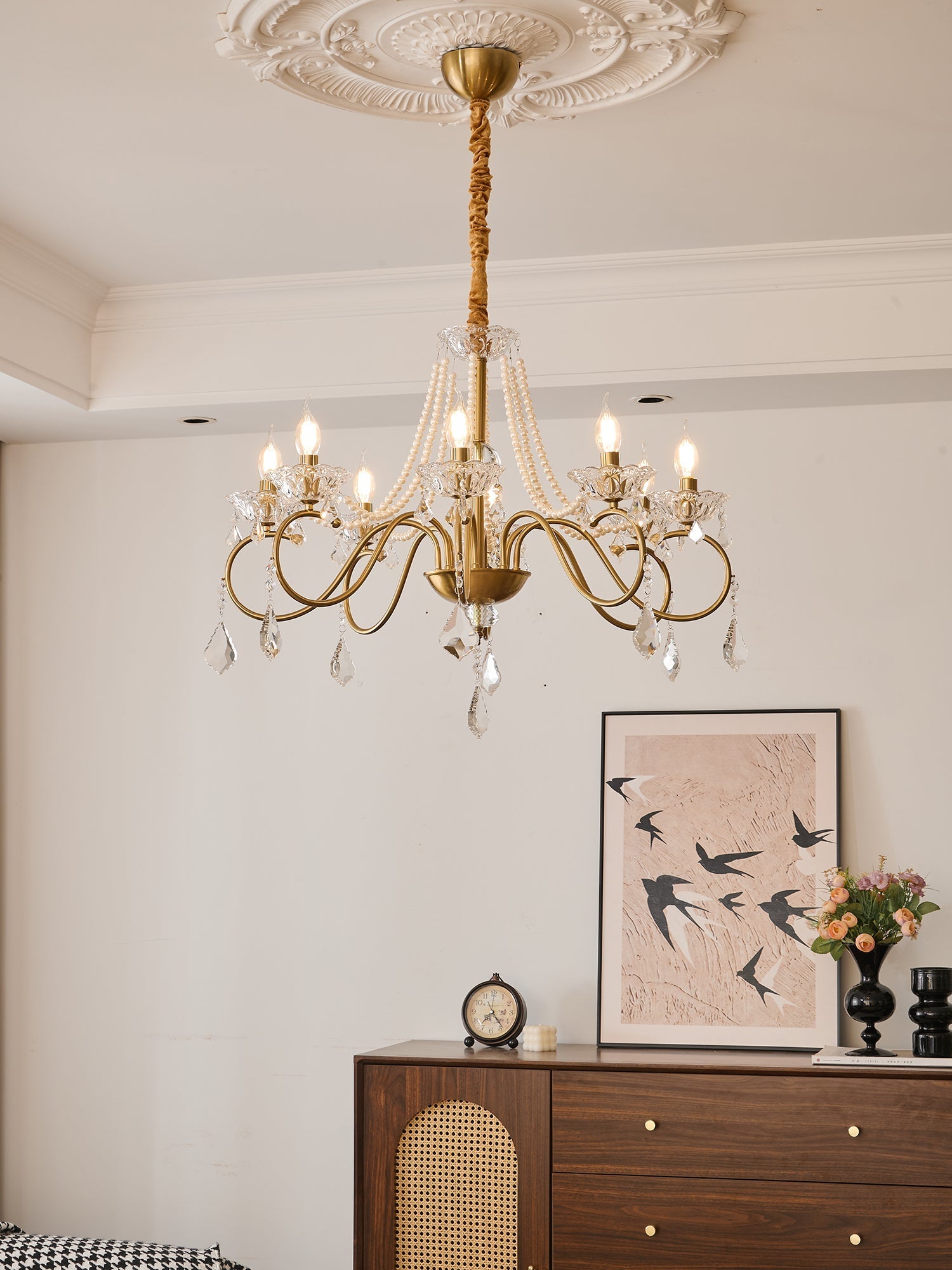 Velaeyra Postmodern Luxury Pearl Crystal Chandelier-Neutral Decor