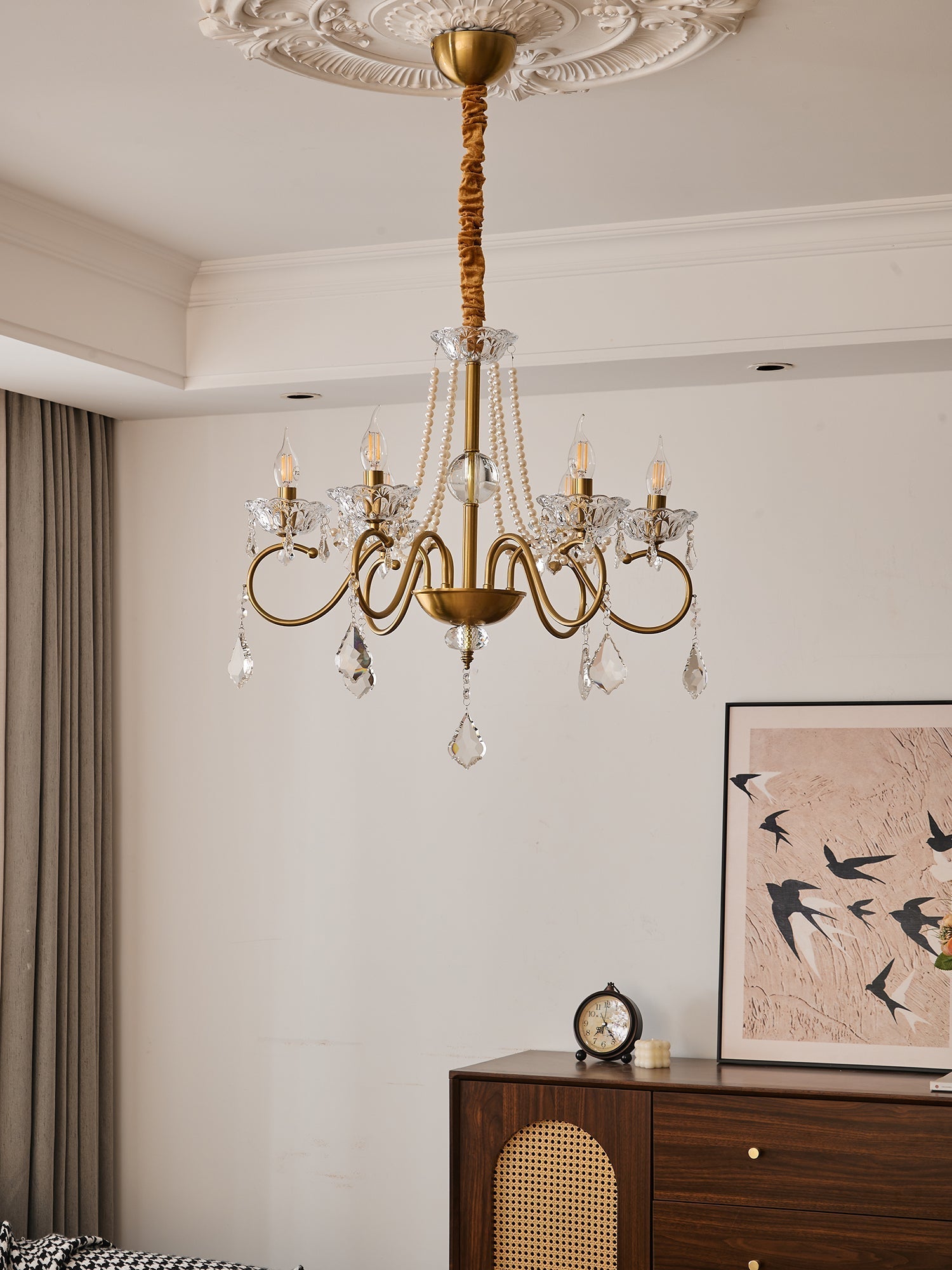 Velaeyra Postmodern Luxury Pearl Crystal Chandelier-Neutral Decor