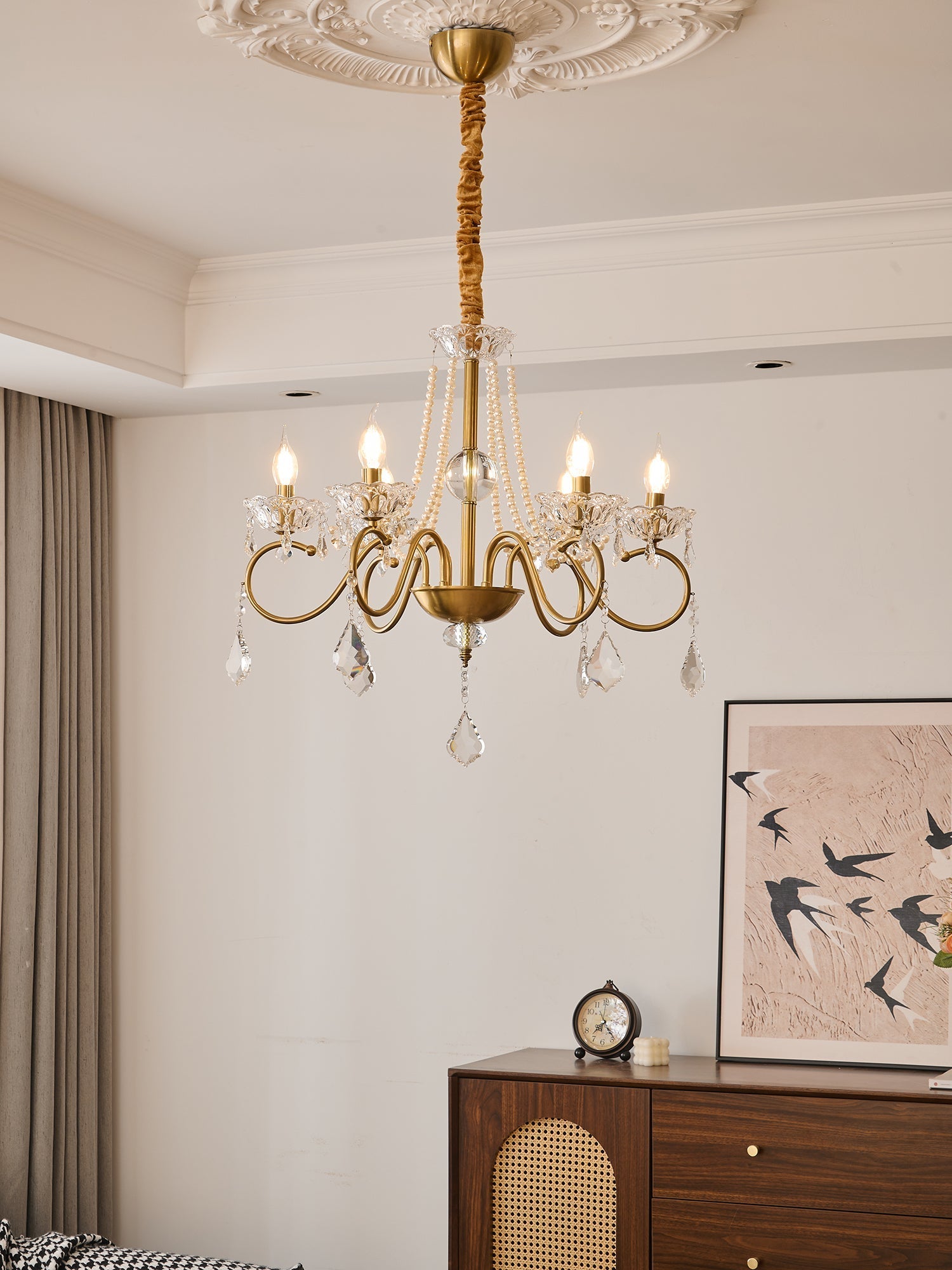 Velaeyra Postmodern Luxury Pearl Crystal Chandelier-Neutral Decor