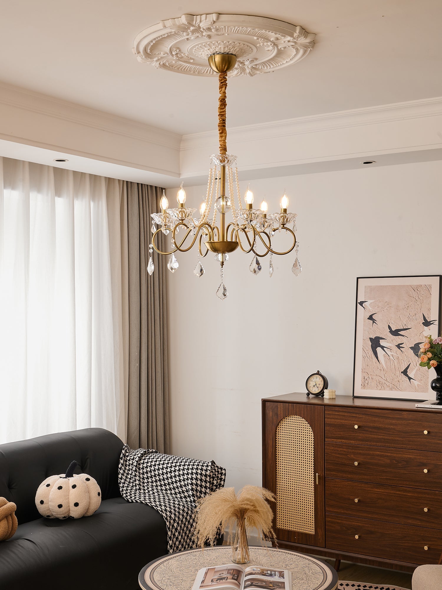 Velaeyra Postmodern Luxury Pearl Crystal Chandelier-Neutral Decor