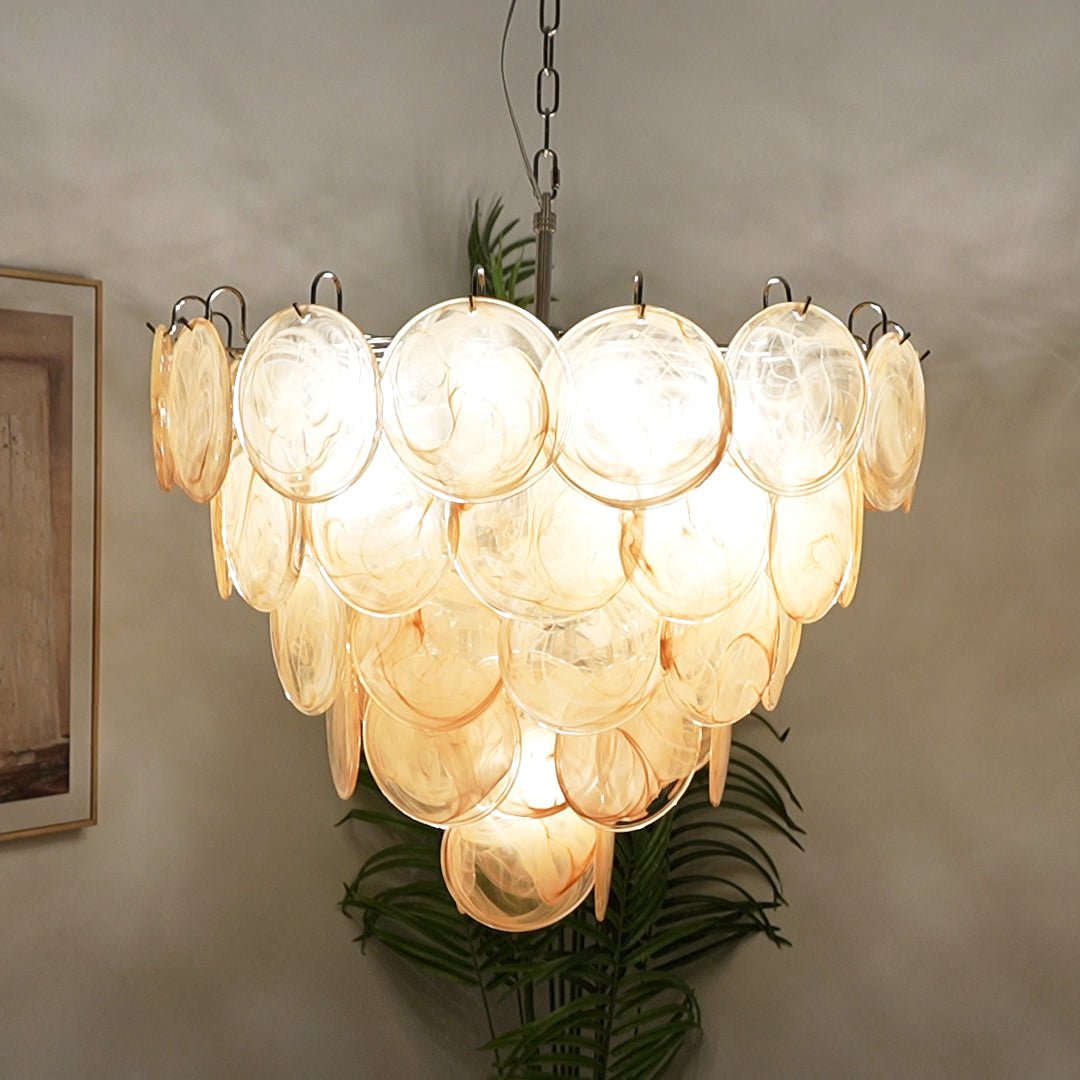 Aurora Chandelier Murano Glass Disc Classic-Neutral Decor