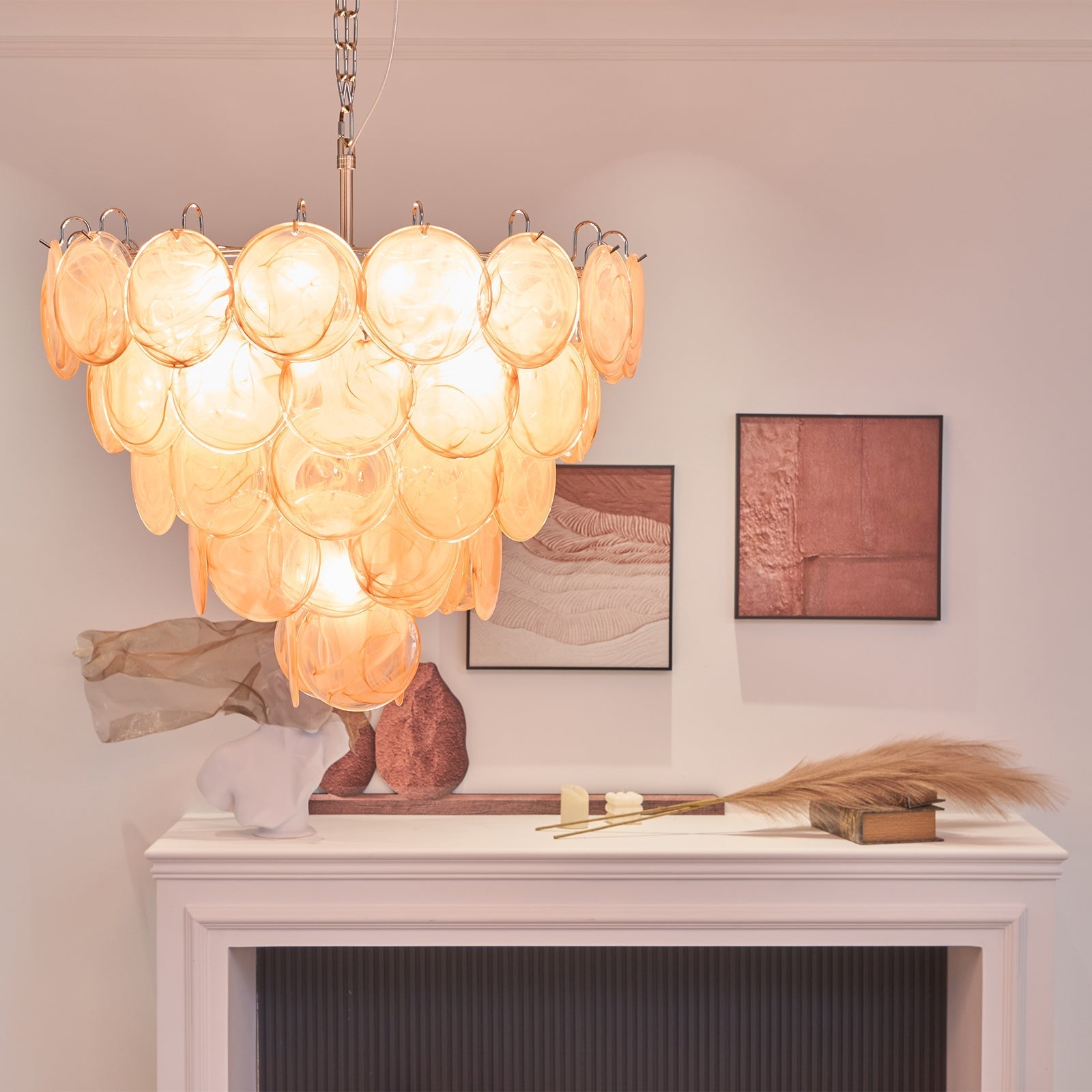 Aurora Chandelier Murano Glass Disc Classic-Neutral Decor
