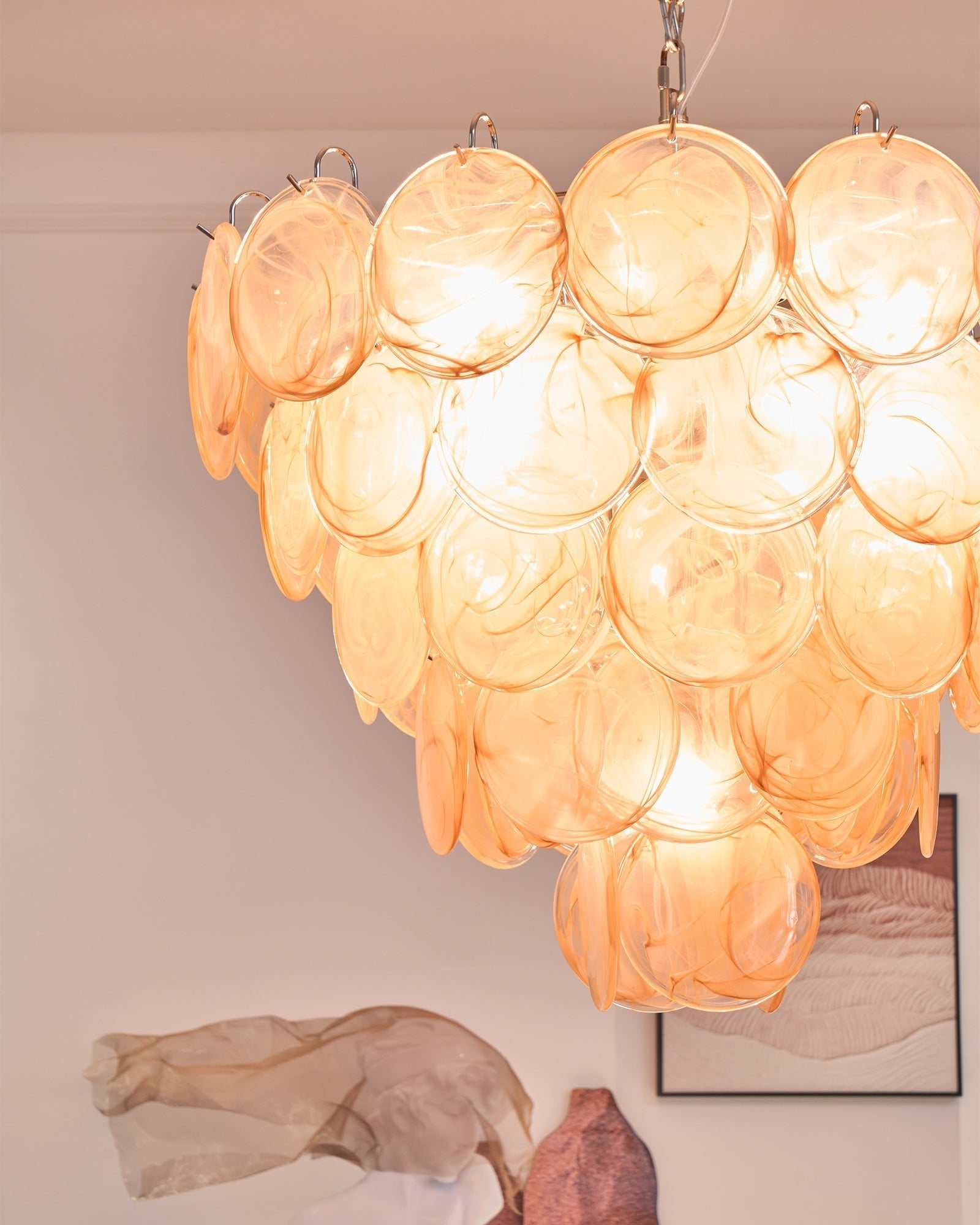 Aurora Chandelier Murano Glass Disc Classic-Neutral Decor