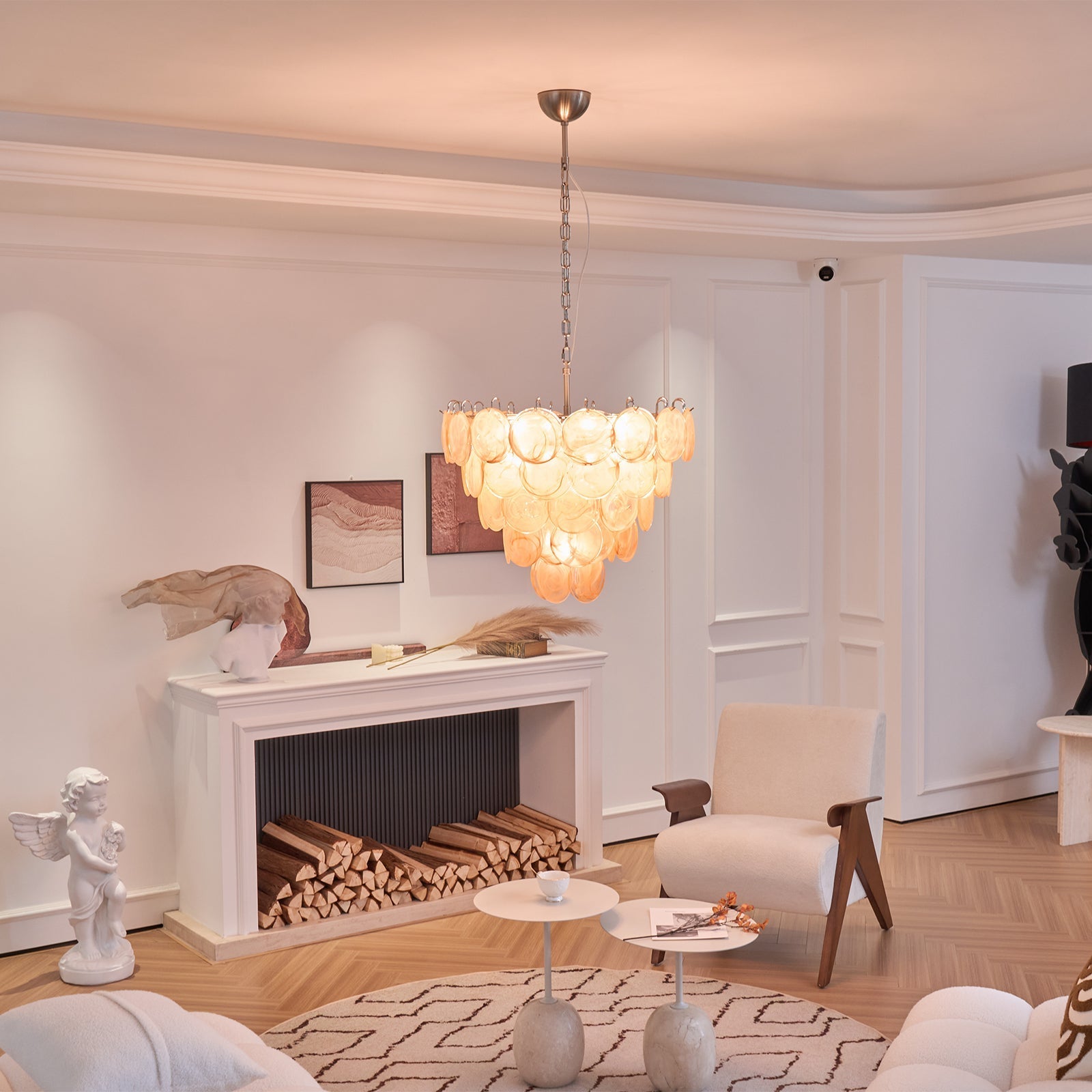 Aurora Chandelier Murano Glass Disc Classic-Neutral Decor