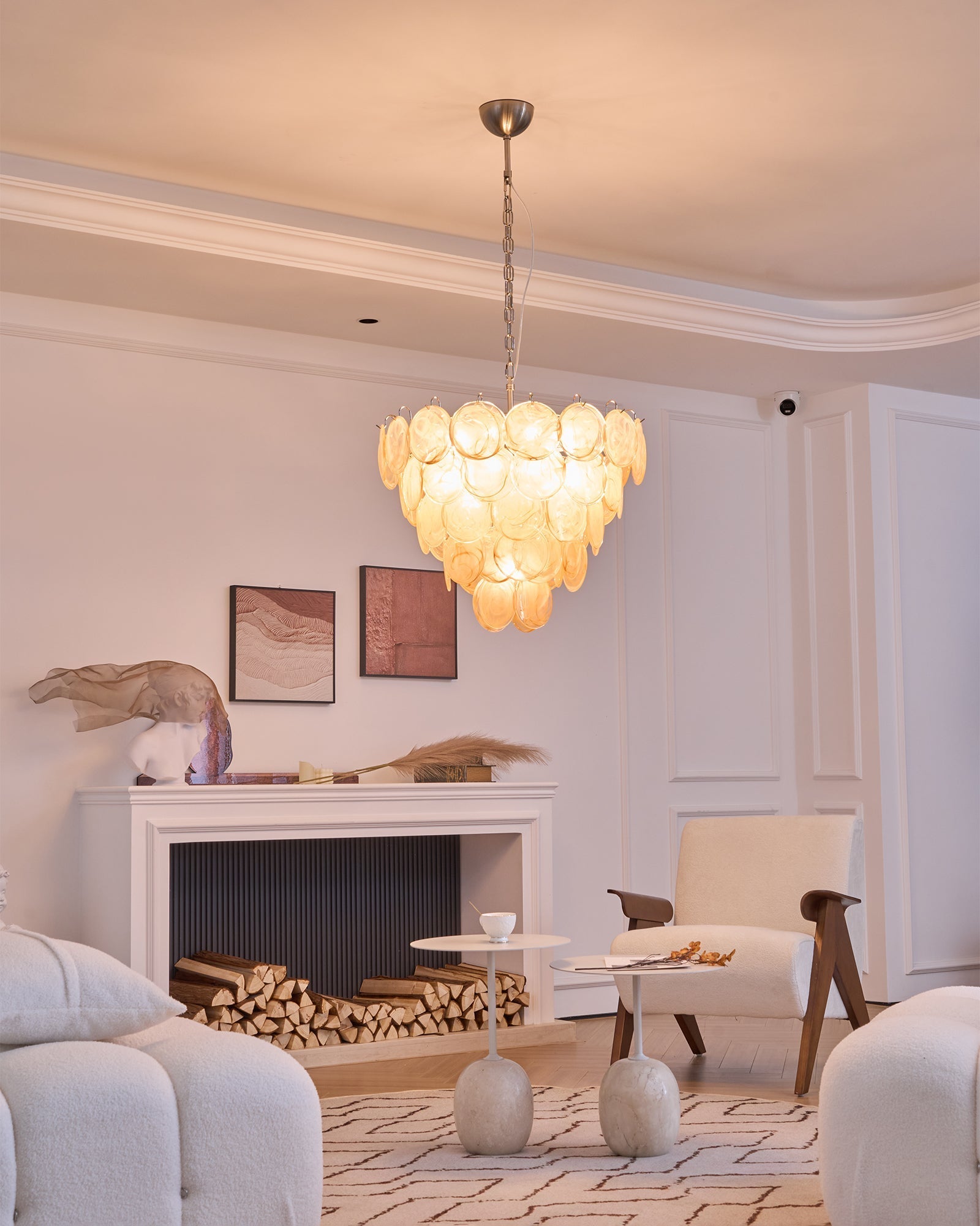 Aurora Chandelier Murano Glass Disc Classic-Neutral Decor