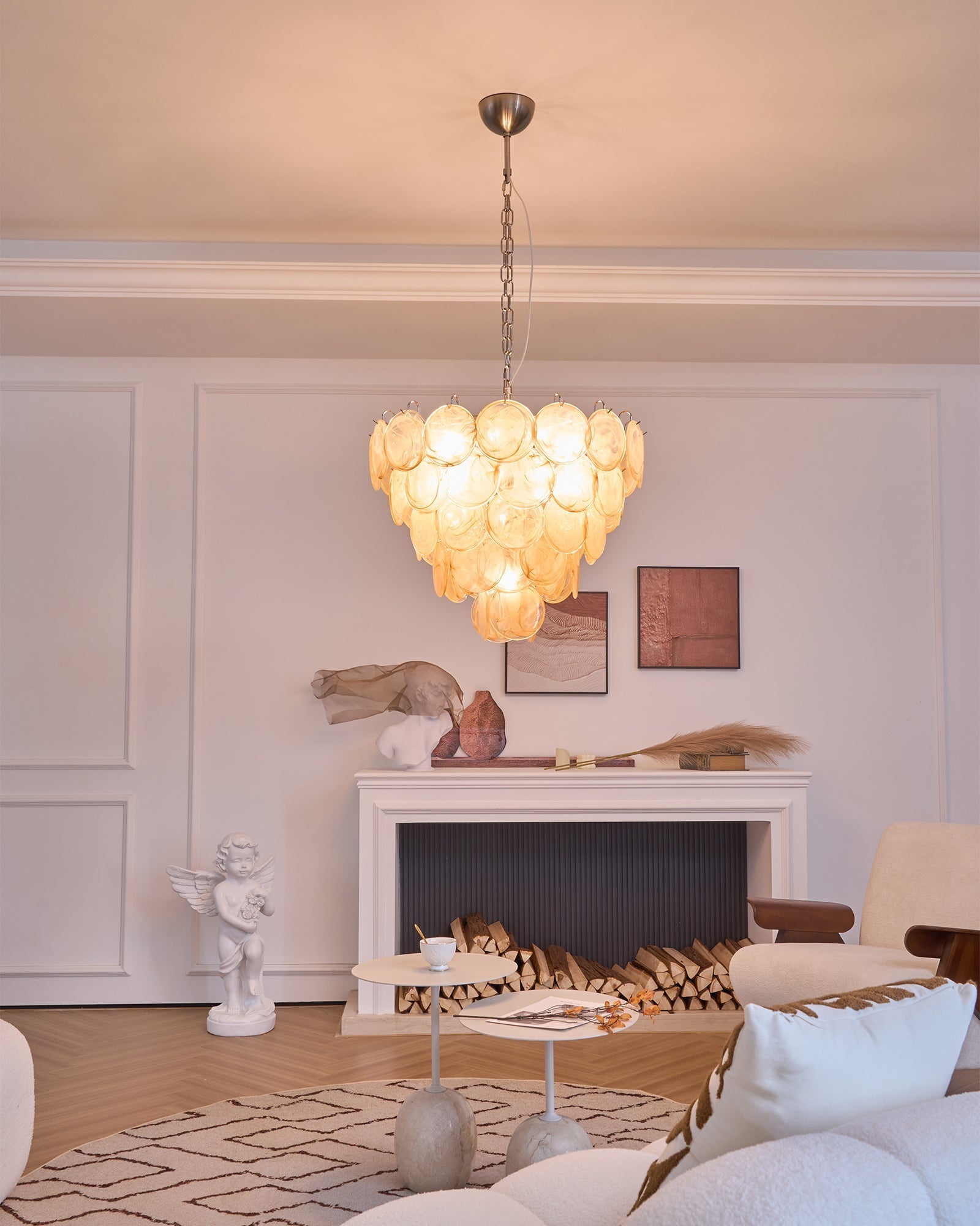 Aurora Chandelier Murano Glass Disc Classic-Neutral Decor