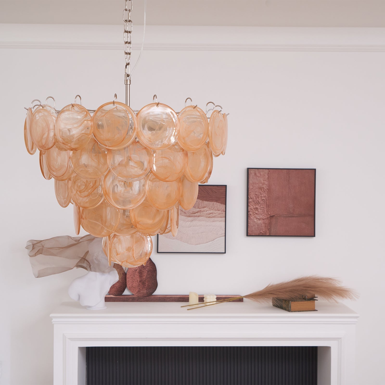 Aurora Chandelier Murano Glass Disc Classic-Neutral Decor