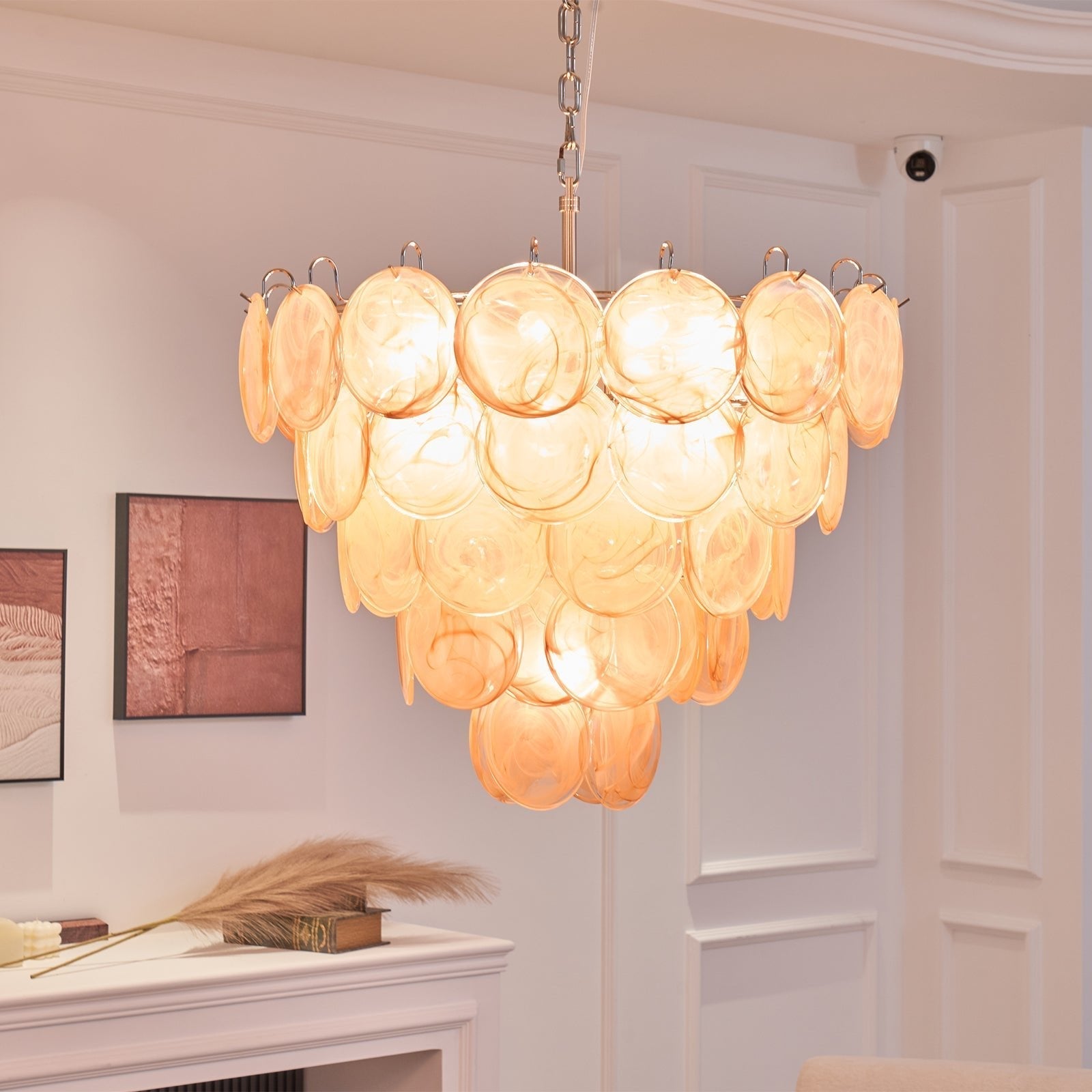 Aurora Chandelier Murano Glass Disc Classic-Neutral Decor
