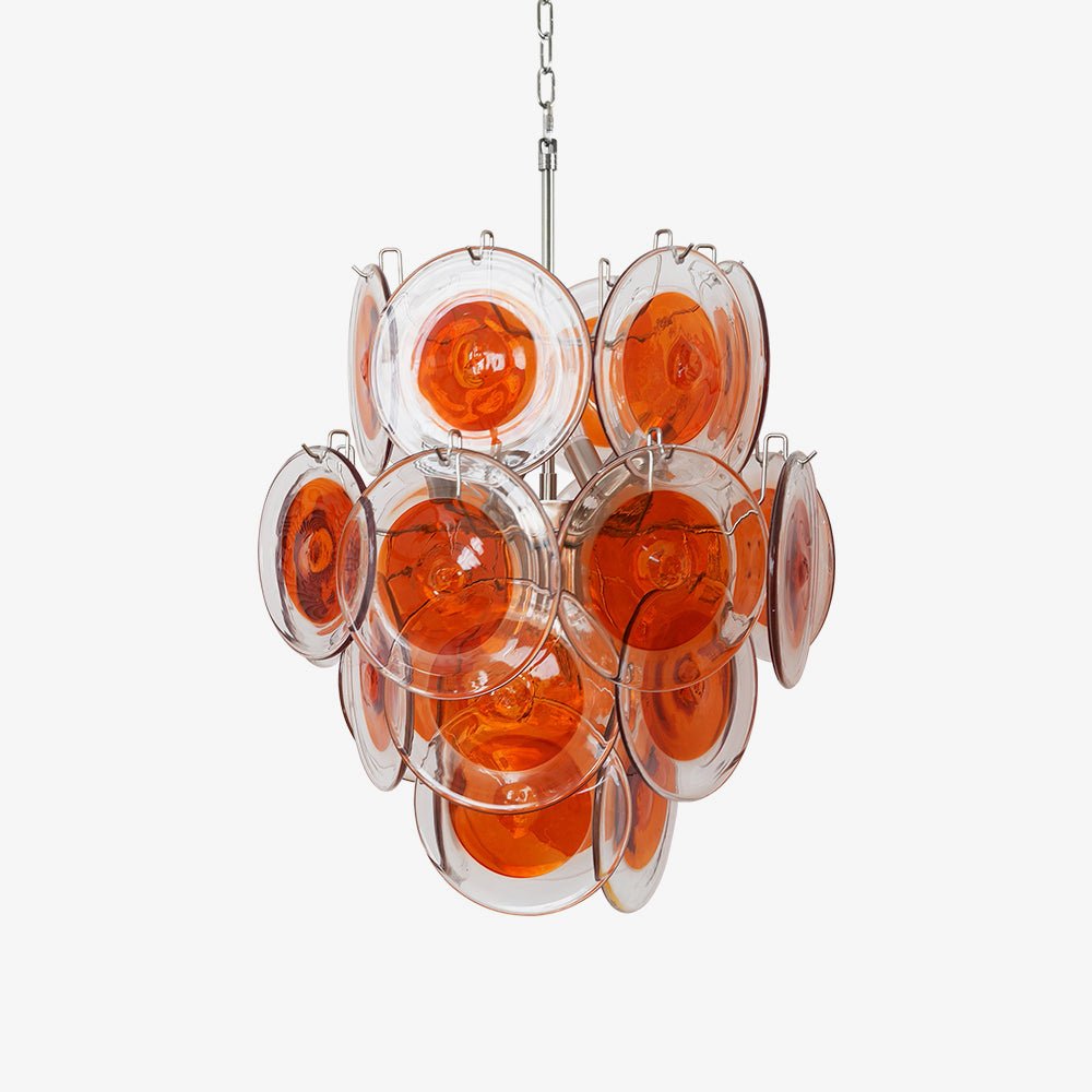 Aurora Chandelier Orange Murano Glass Disc Layered-Neutral Decor