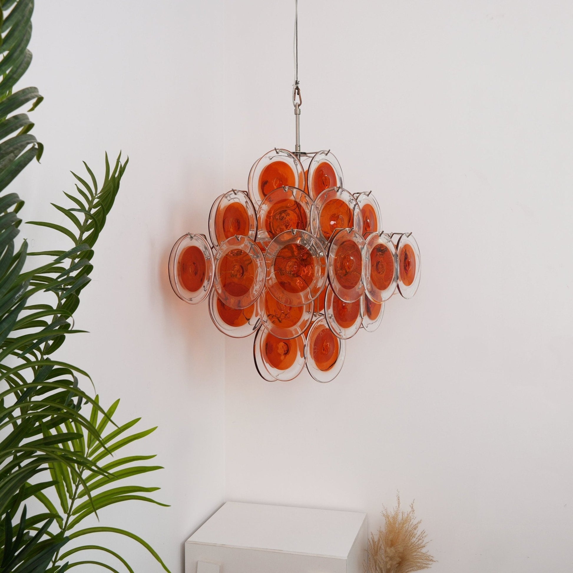Aurora Chandelier Orange Murano Glass Disc Layered-Neutral Decor