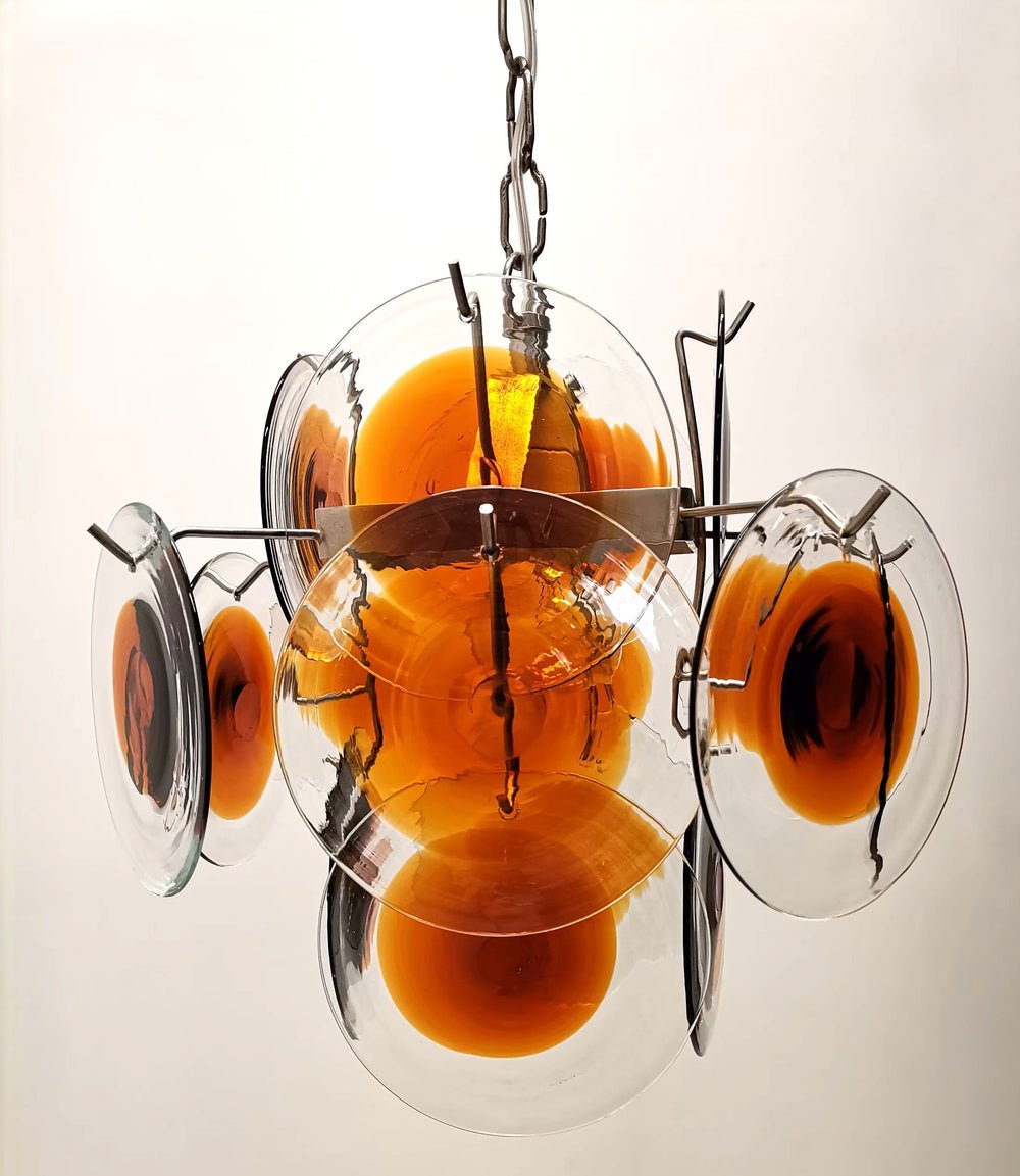 Eovela Chandelier Murano Glass Disc Mid Century-Neutral Decor