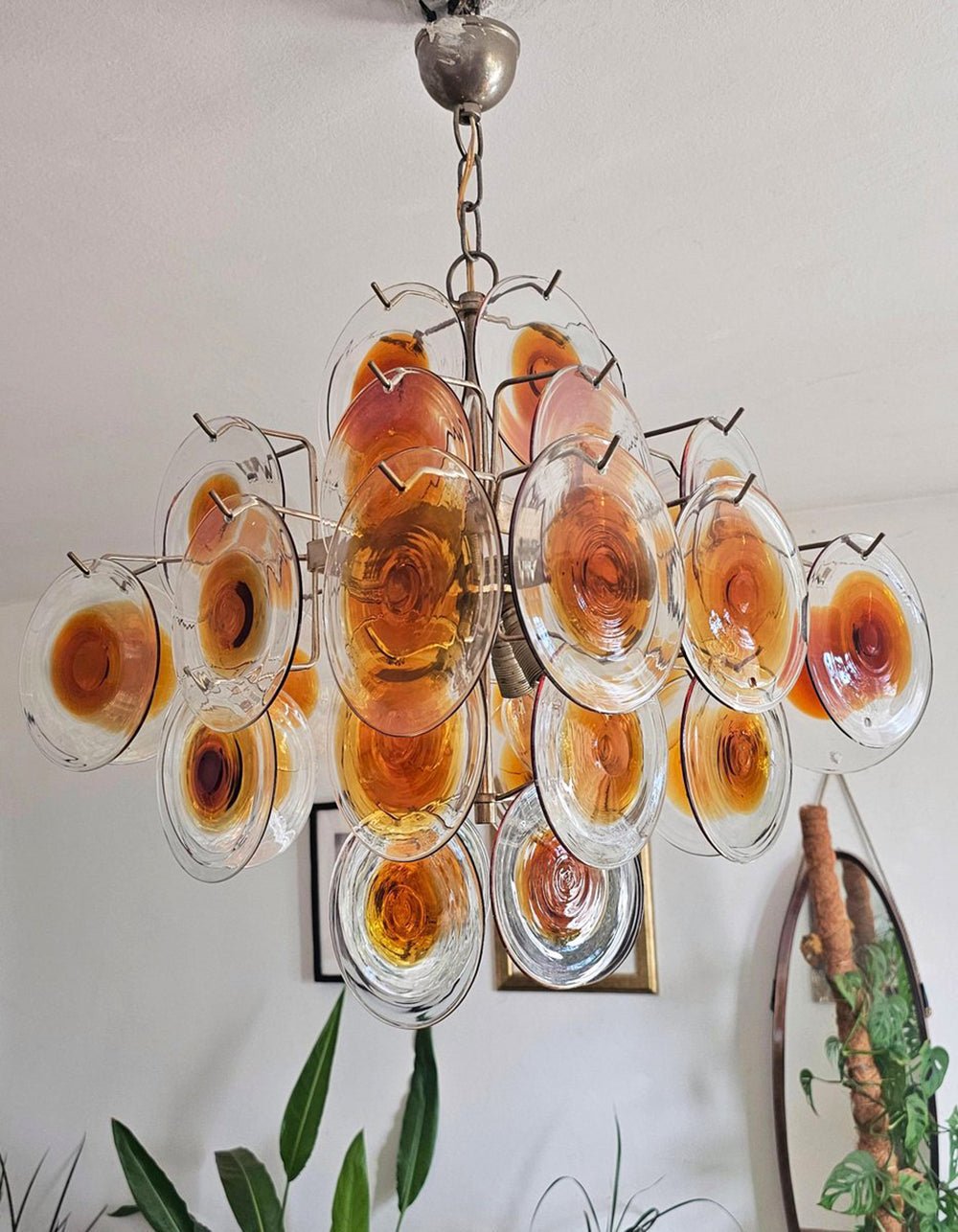 Eovela Chandelier Murano Glass Disc Mid Century-Neutral Decor