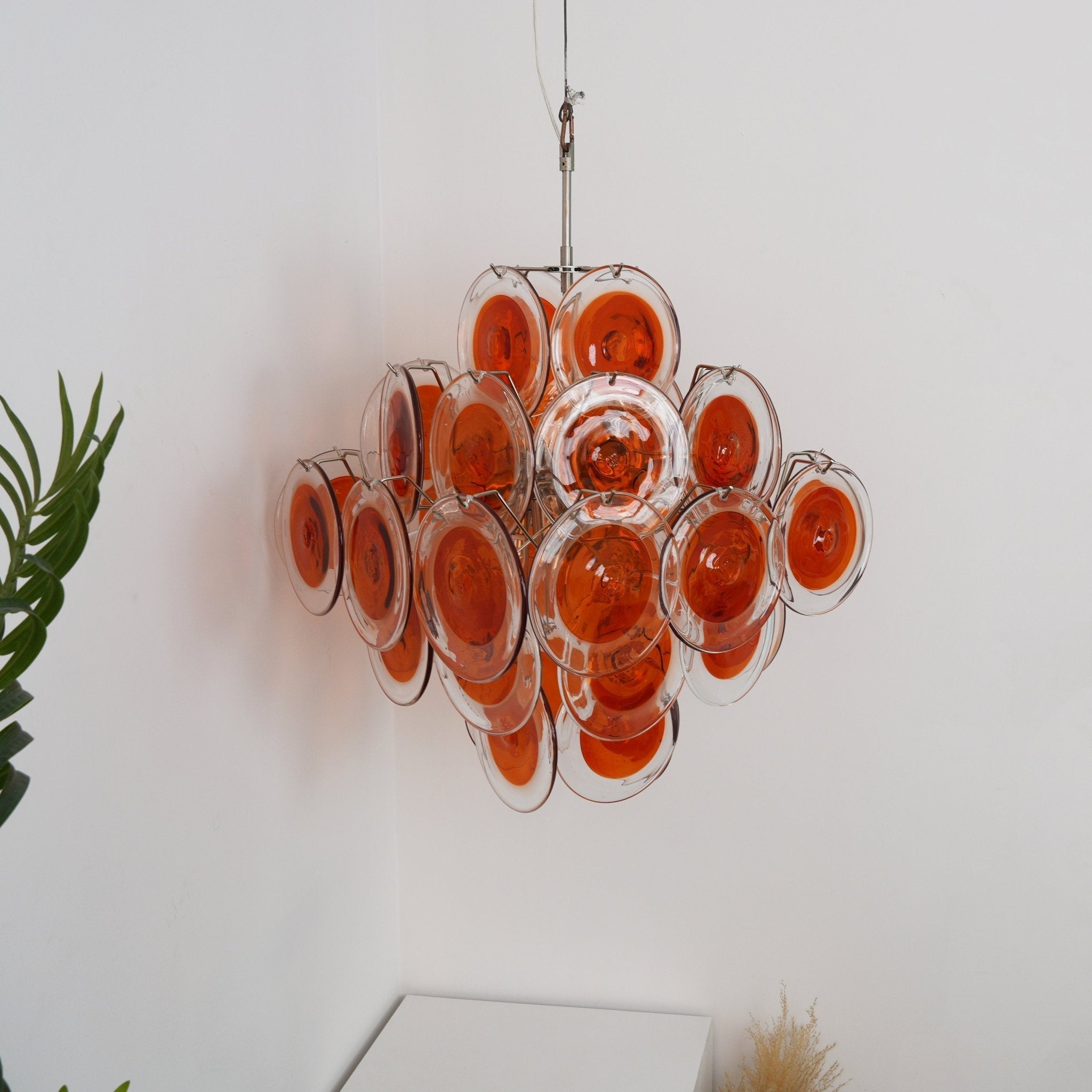 Aurora Chandelier Orange Murano Glass Disc Layered-Neutral Decor