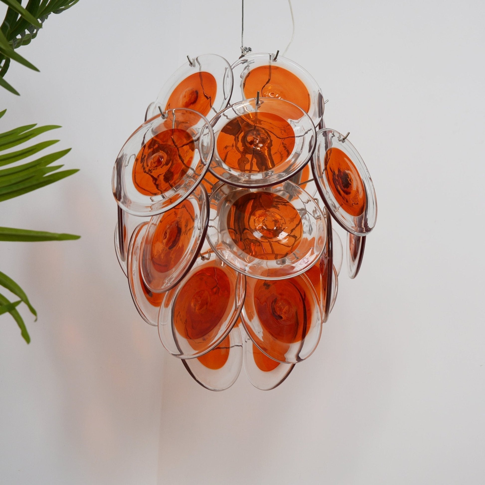 Aurora Chandelier Orange Murano Glass Disc Layered-Neutral Decor