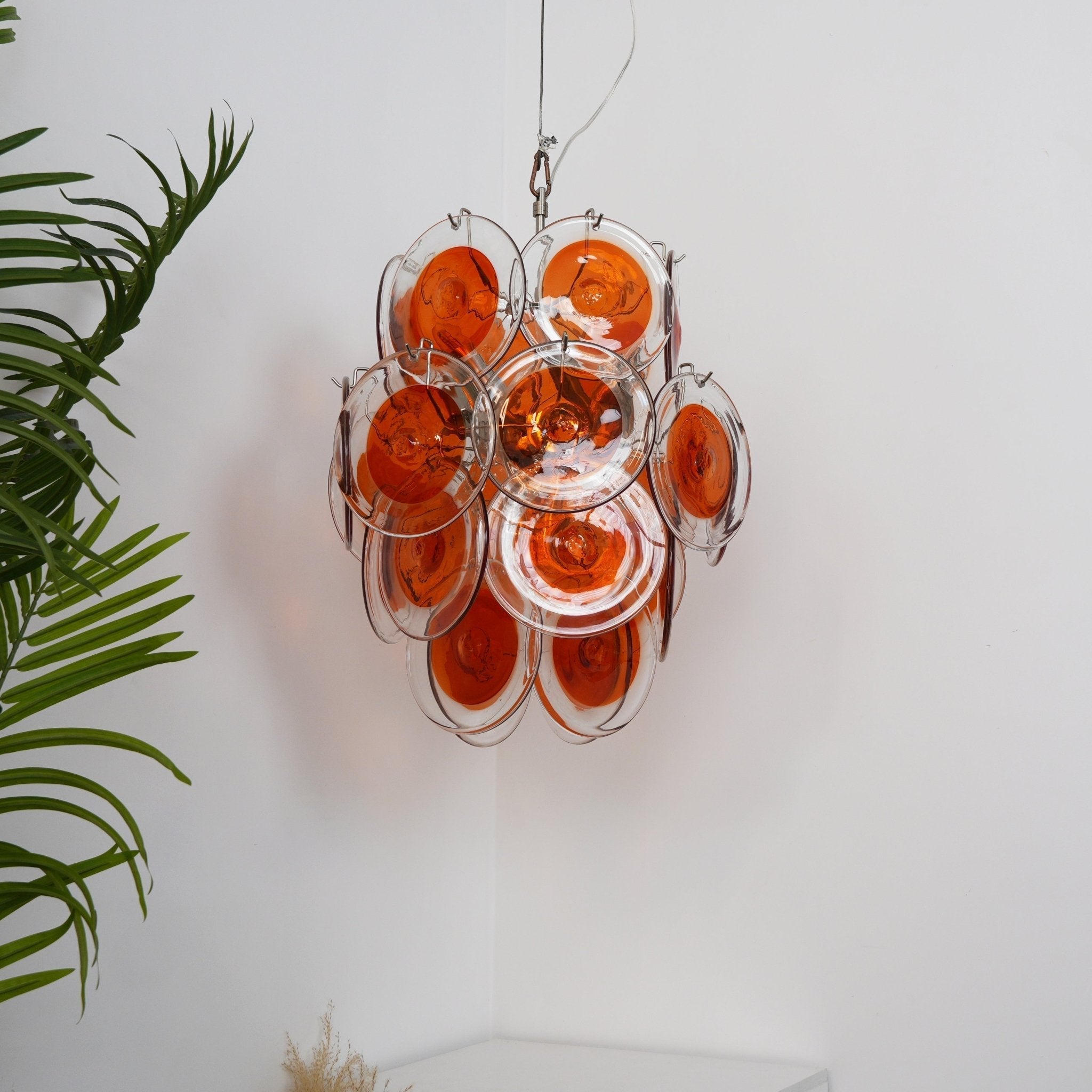 Aurora Chandelier Orange Murano Glass Disc Layered-Neutral Decor