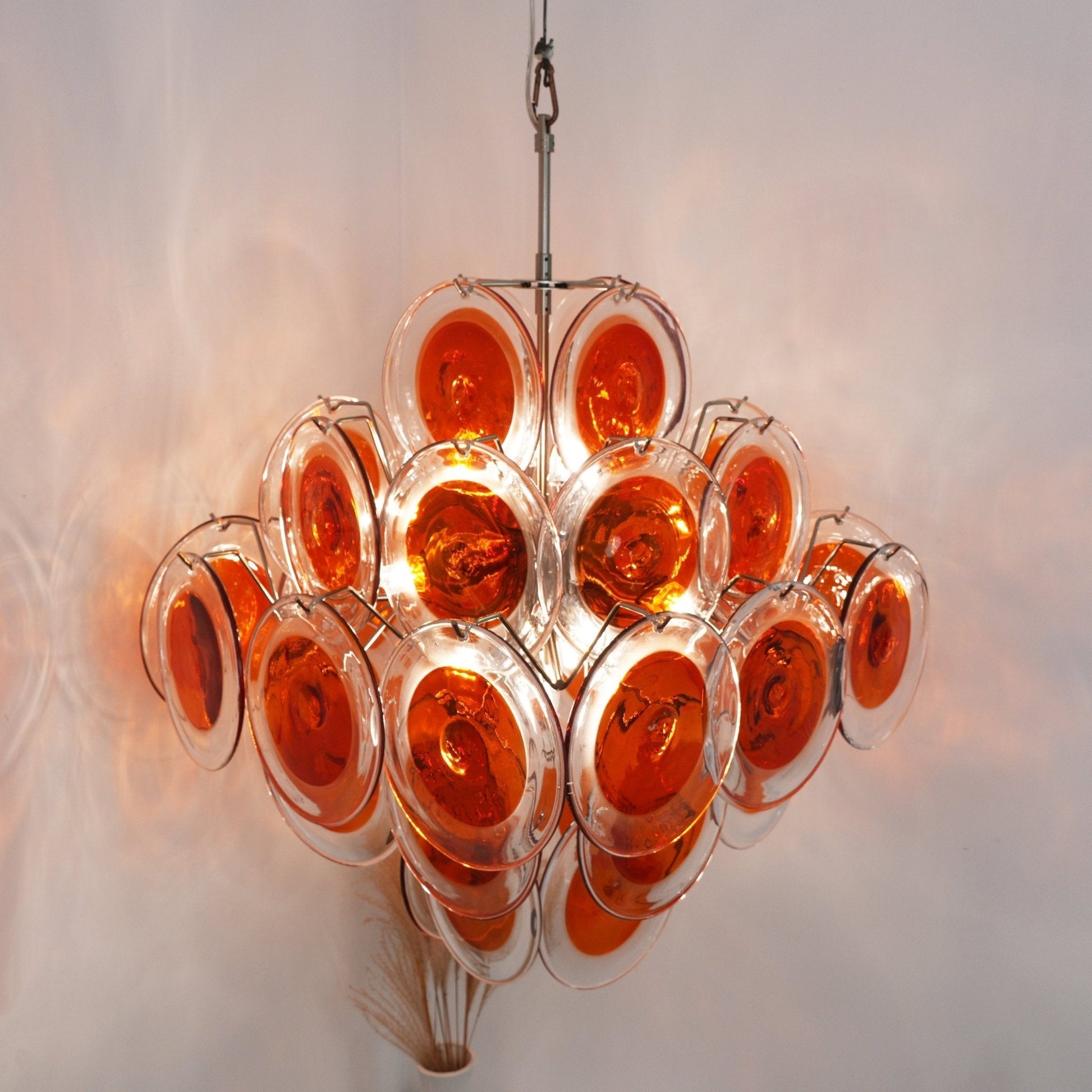 Aurora Chandelier Orange Murano Glass Disc Layered-Neutral Decor