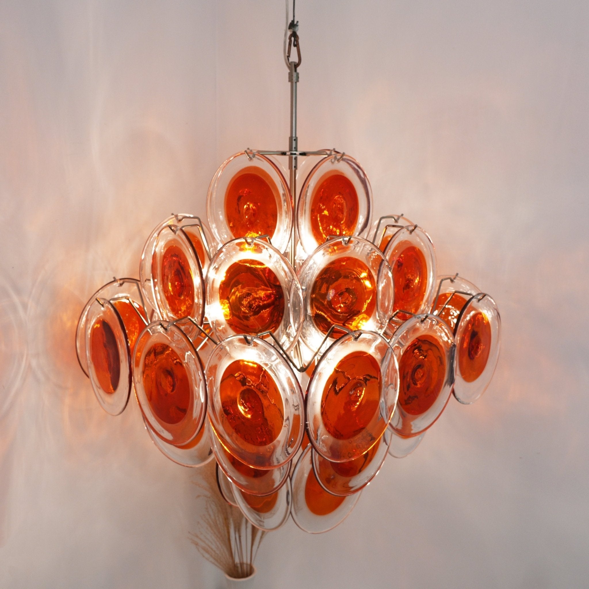 Aurora Chandelier Orange Murano Glass Disc Layered-Neutral Decor