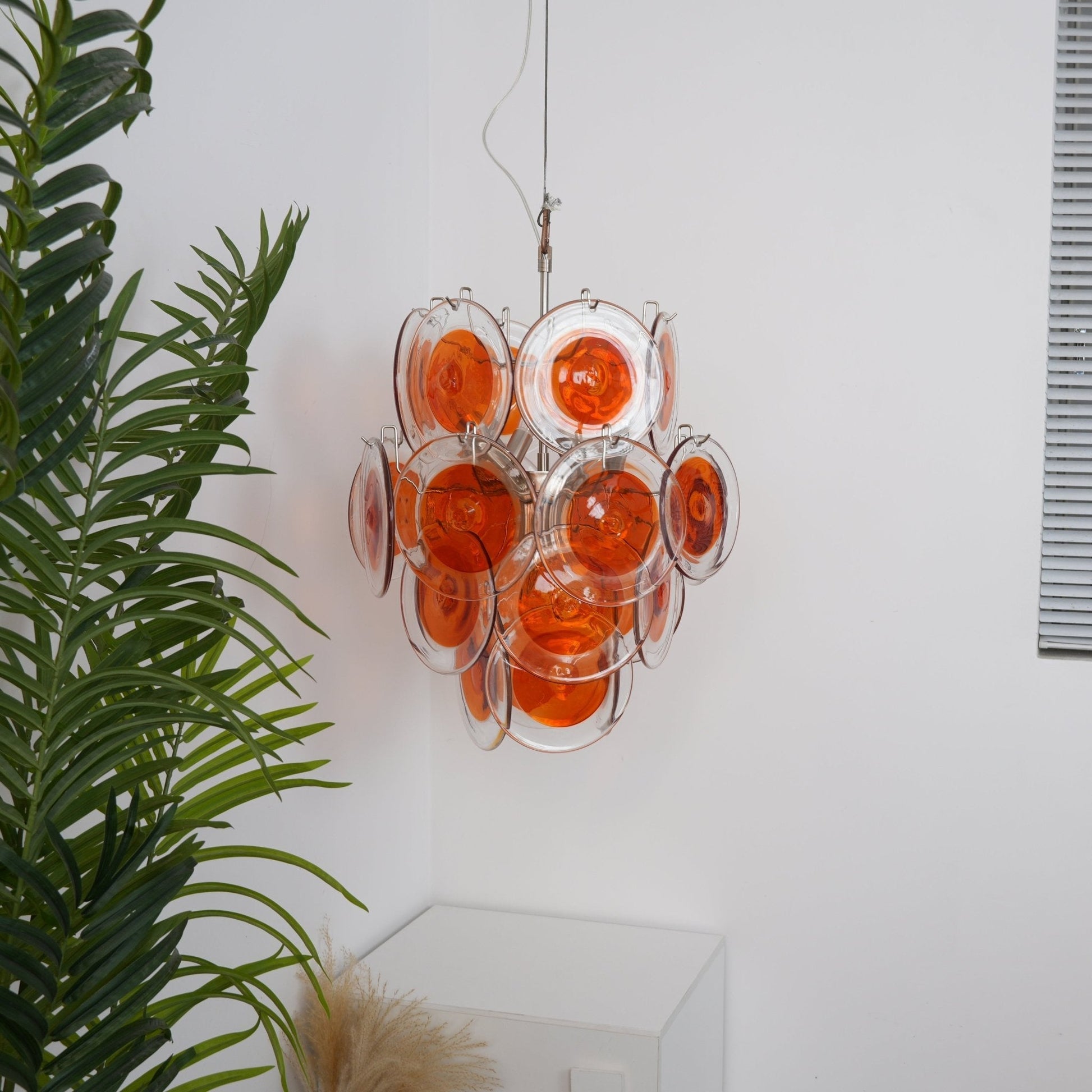 Aurora Chandelier Orange Murano Glass Disc Layered-Neutral Decor