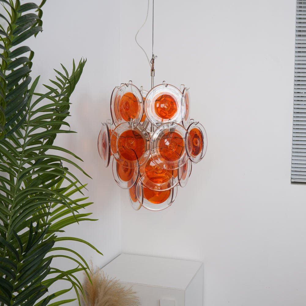 Aurora Chandelier Orange Murano Glass Disc Layered-Neutral Decor