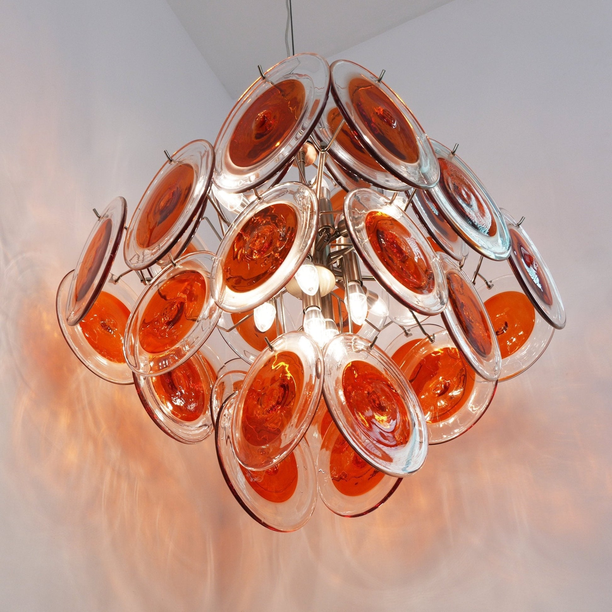 Aurora Chandelier Orange Murano Glass Disc Layered-Neutral Decor