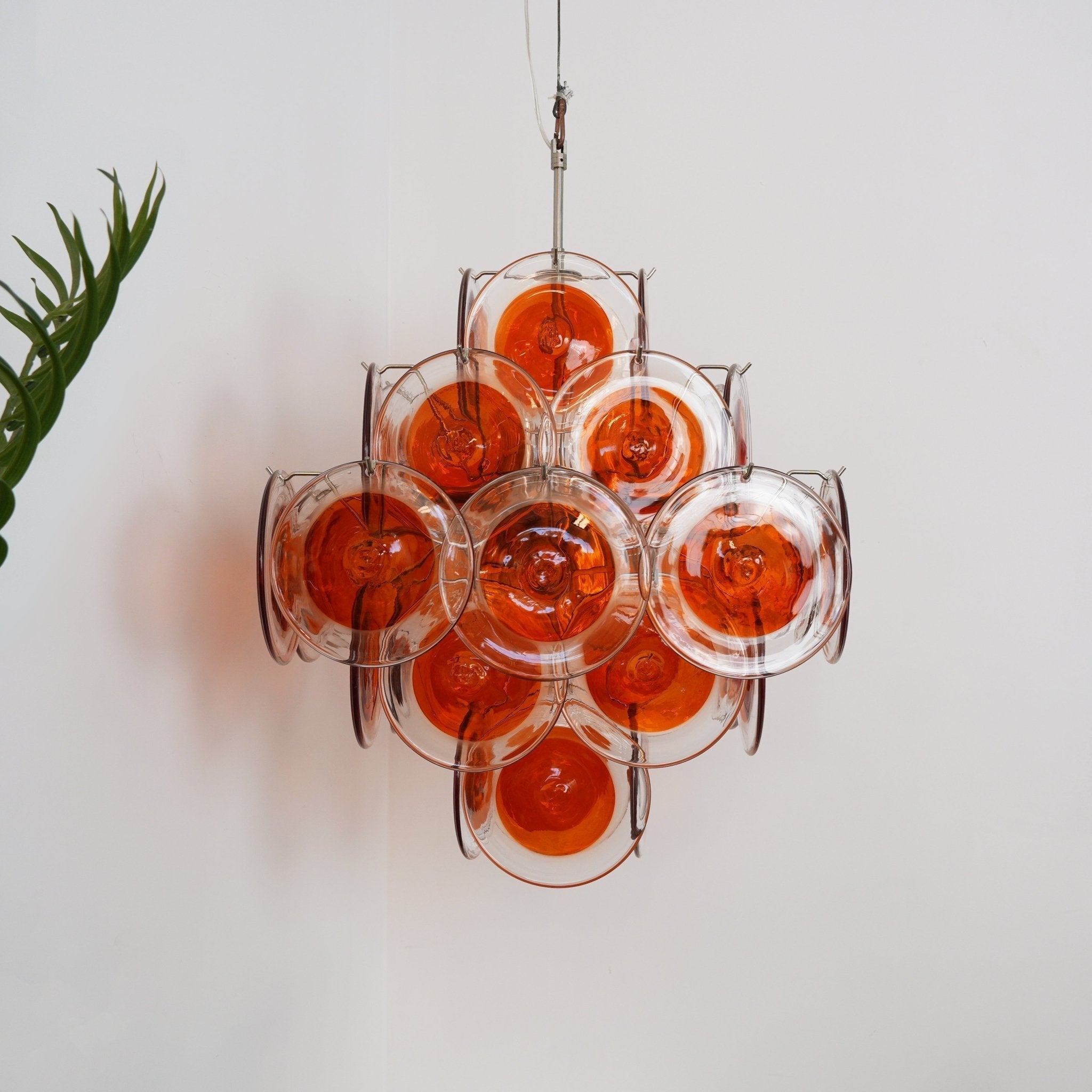 Aurora Chandelier Orange Murano Glass Disc Layered-Neutral Decor