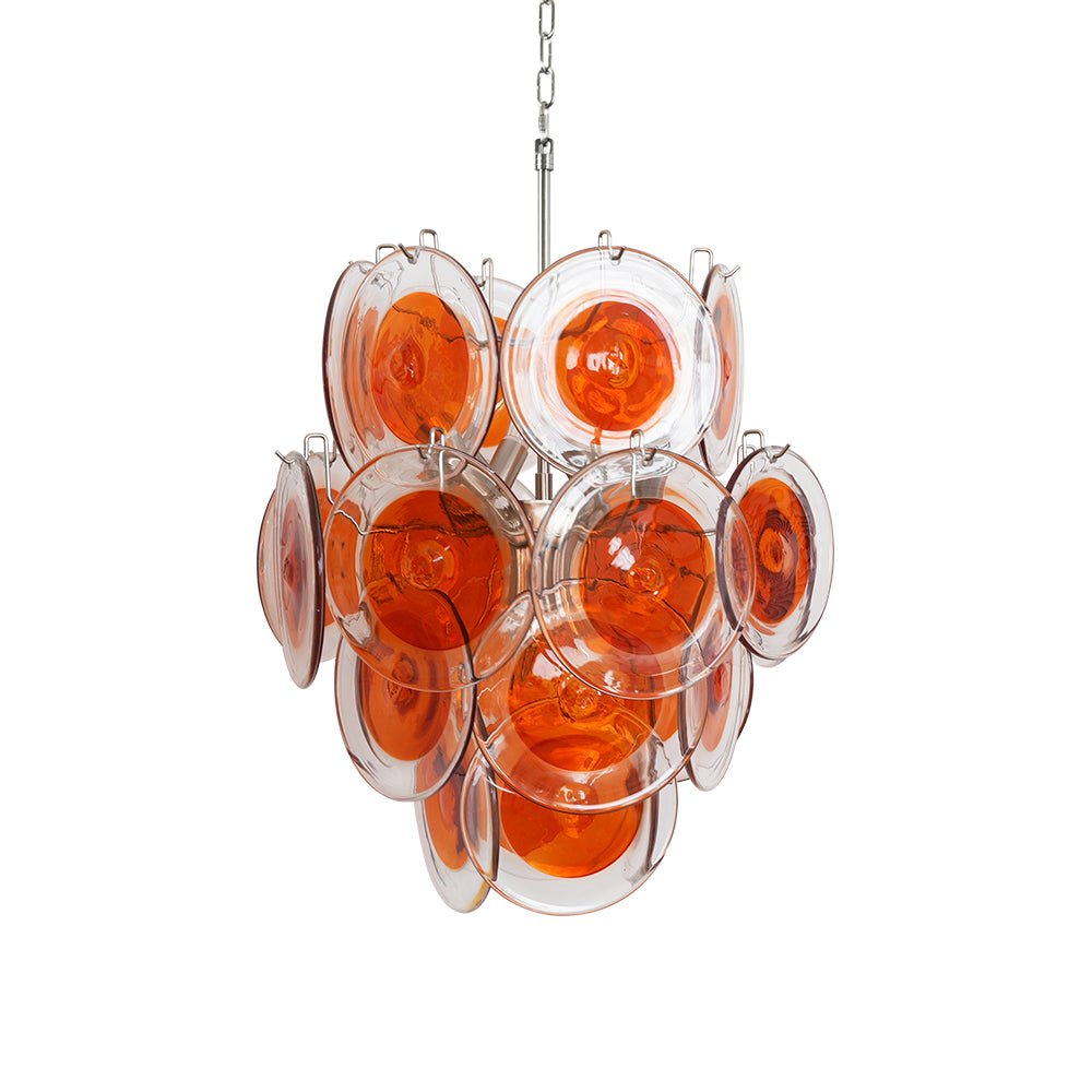 Aurora Chandelier Orange Murano Glass Disc Layered-Neutral Decor