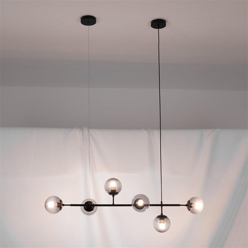 Valentina Industrial Long Linear Metal Hanging Bubble Multi Clear Glass Bulb Bedroom Pendant Light Brass/Black - Neutral Decor