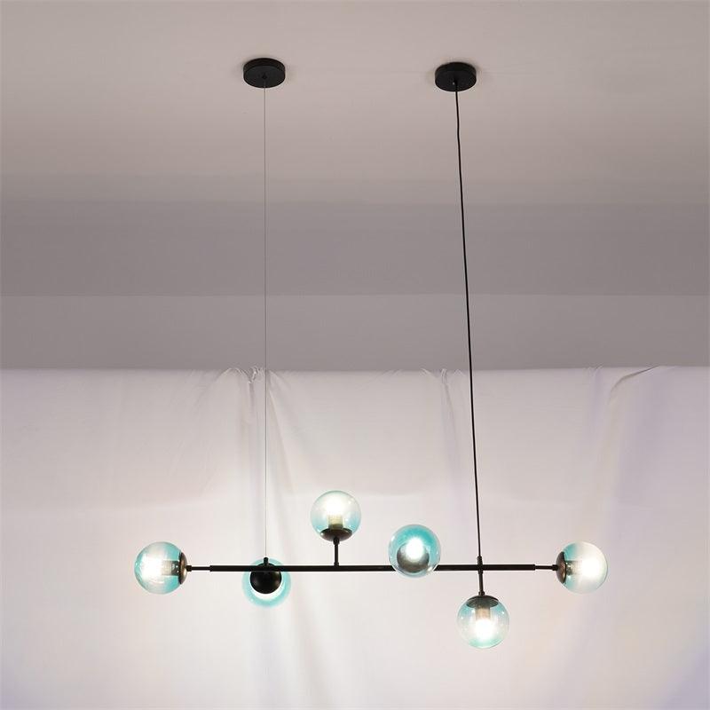 Valentina Industrial Long Linear Metal Hanging Bubble Multi Clear Glass Bulb Bedroom Pendant Light Brass/Black - Neutral Decor