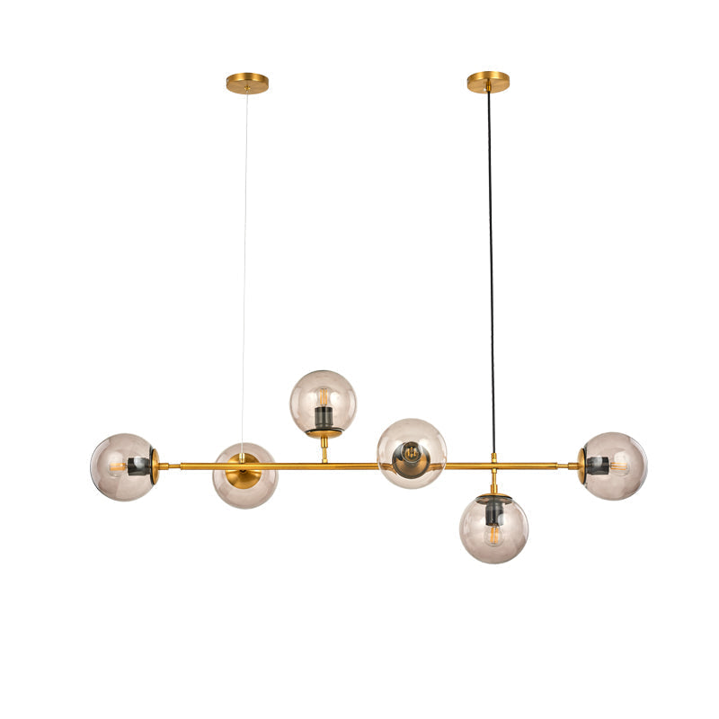 Yorvin Pendant Lamp Orb Brass Glass for Living Room-Neutral Decor