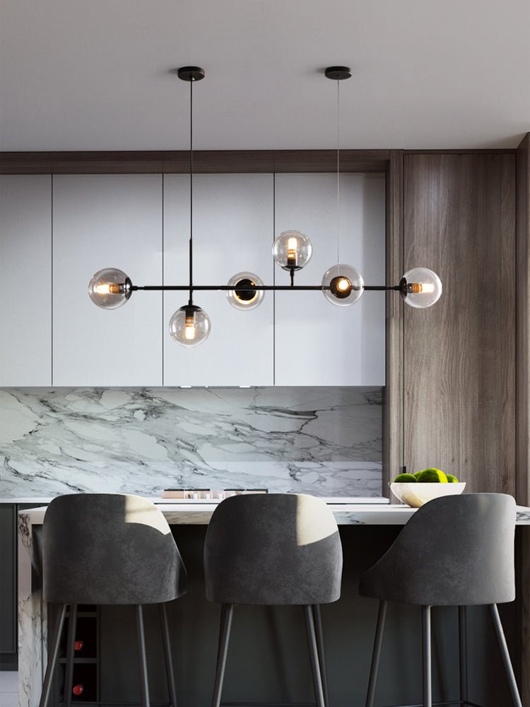 Yorvin Pendant Lamp Orb Brass Glass for Living Room-Neutral Decor