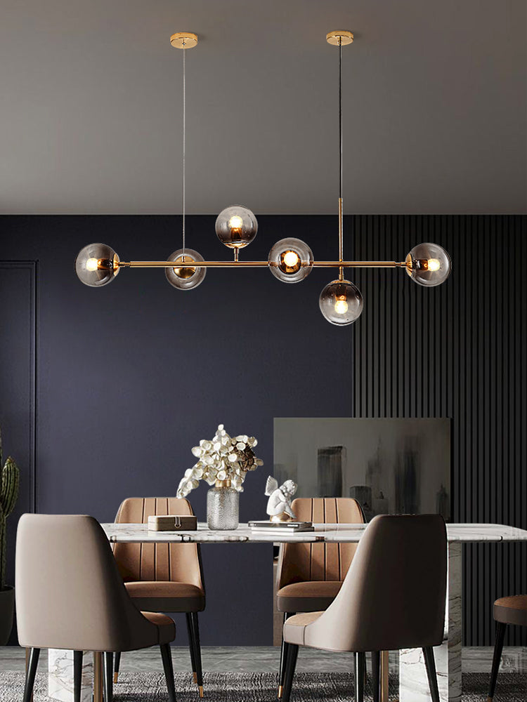 Yorvin Pendant Lamp Orb Brass Glass for Living Room-Neutral Decor
