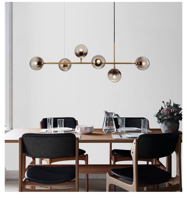 Yorvin Pendant Lamp Orb Brass Glass for Living Room-Neutral Decor