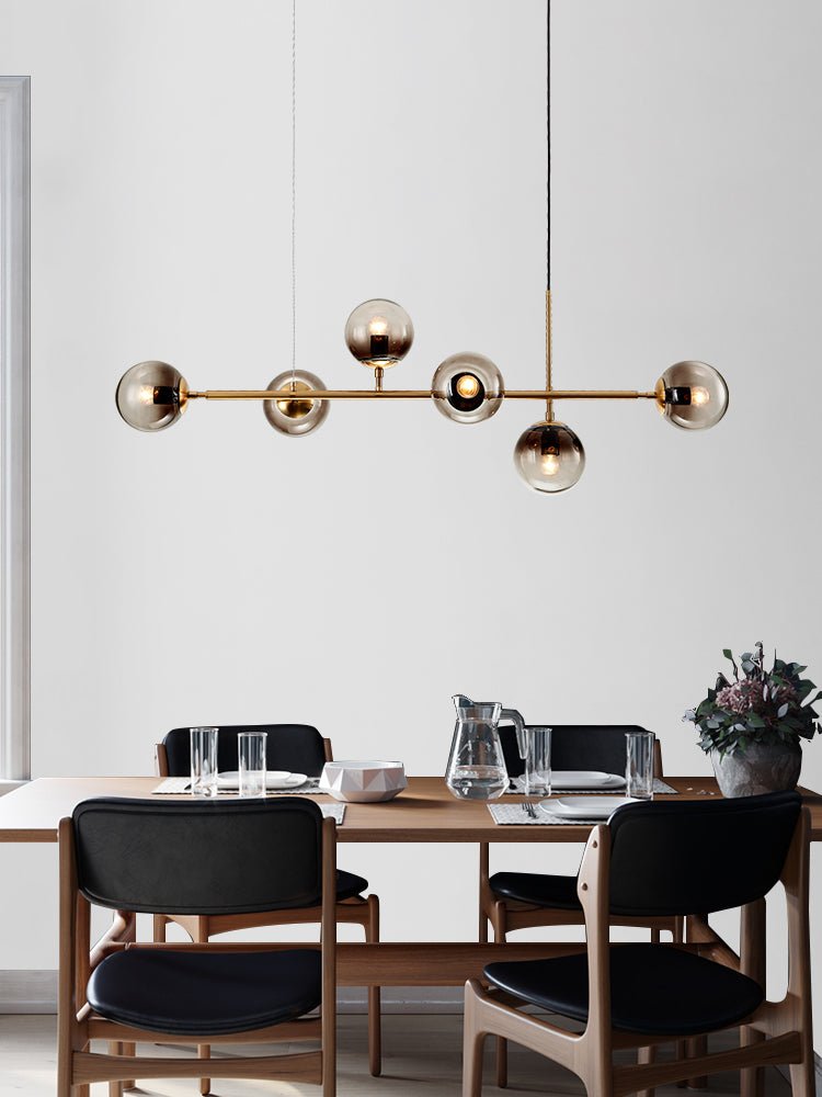 Yorvin Pendant Lamp Orb Brass Glass for Living Room-Neutral Decor