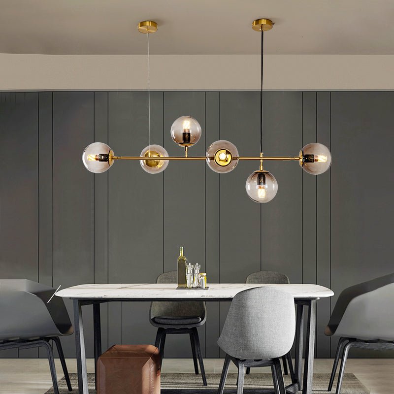 Yorvin Pendant Lamp Orb Brass Glass for Living Room-Neutral Decor
