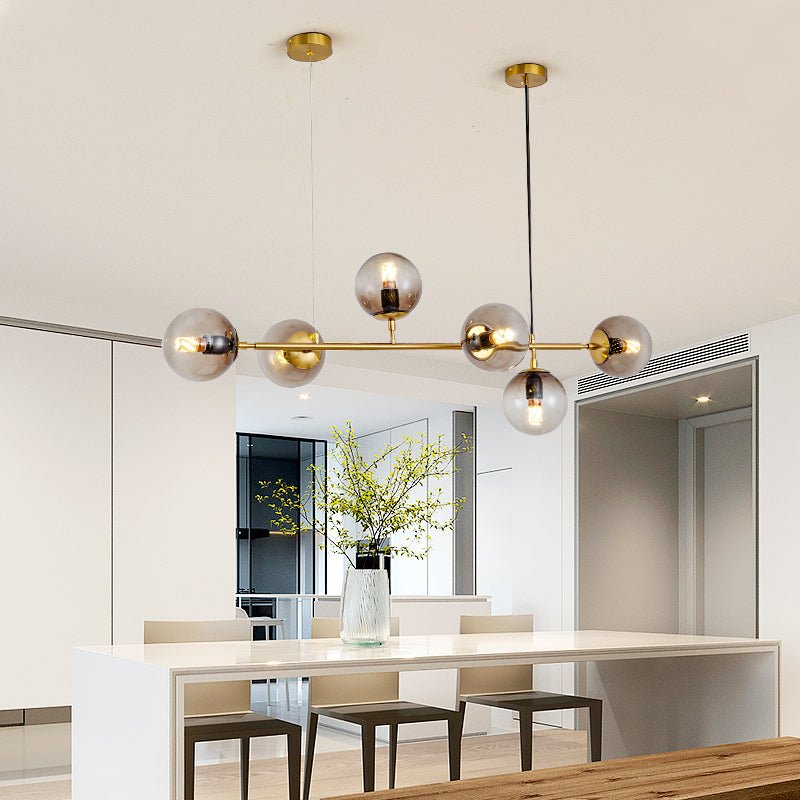 Yorvin Pendant Lamp Orb Brass Glass for Living Room-Neutral Decor
