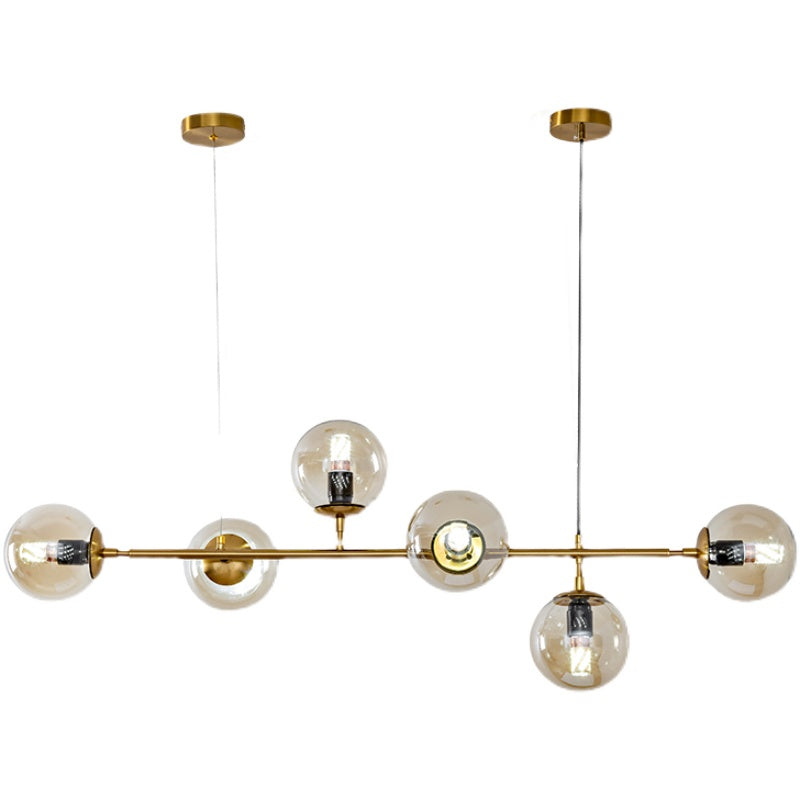 Yorvin Pendant Lamp Orb Brass Glass for Living Room-Neutral Decor