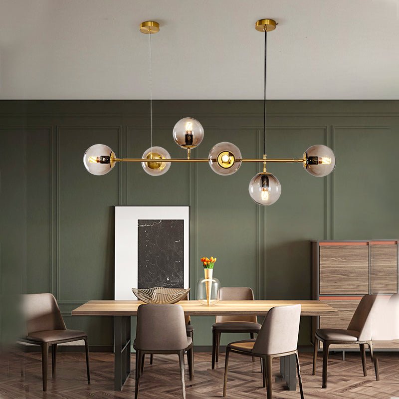 Yorvin Pendant Lamp Orb Brass Glass for Living Room-Neutral Decor