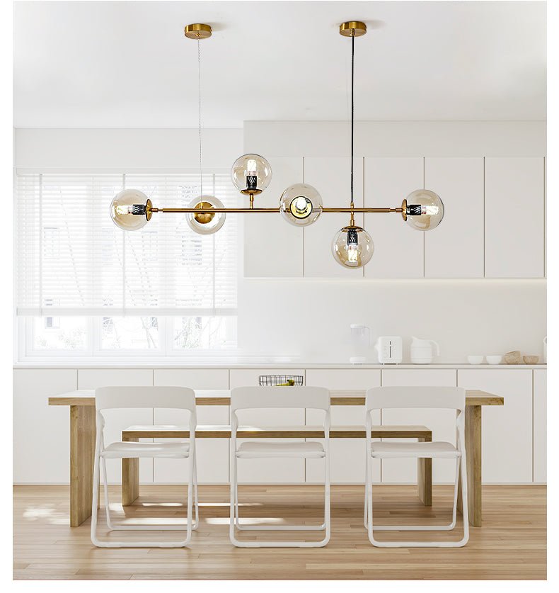Yorvin Pendant Lamp Orb Brass Glass for Living Room-Neutral Decor
