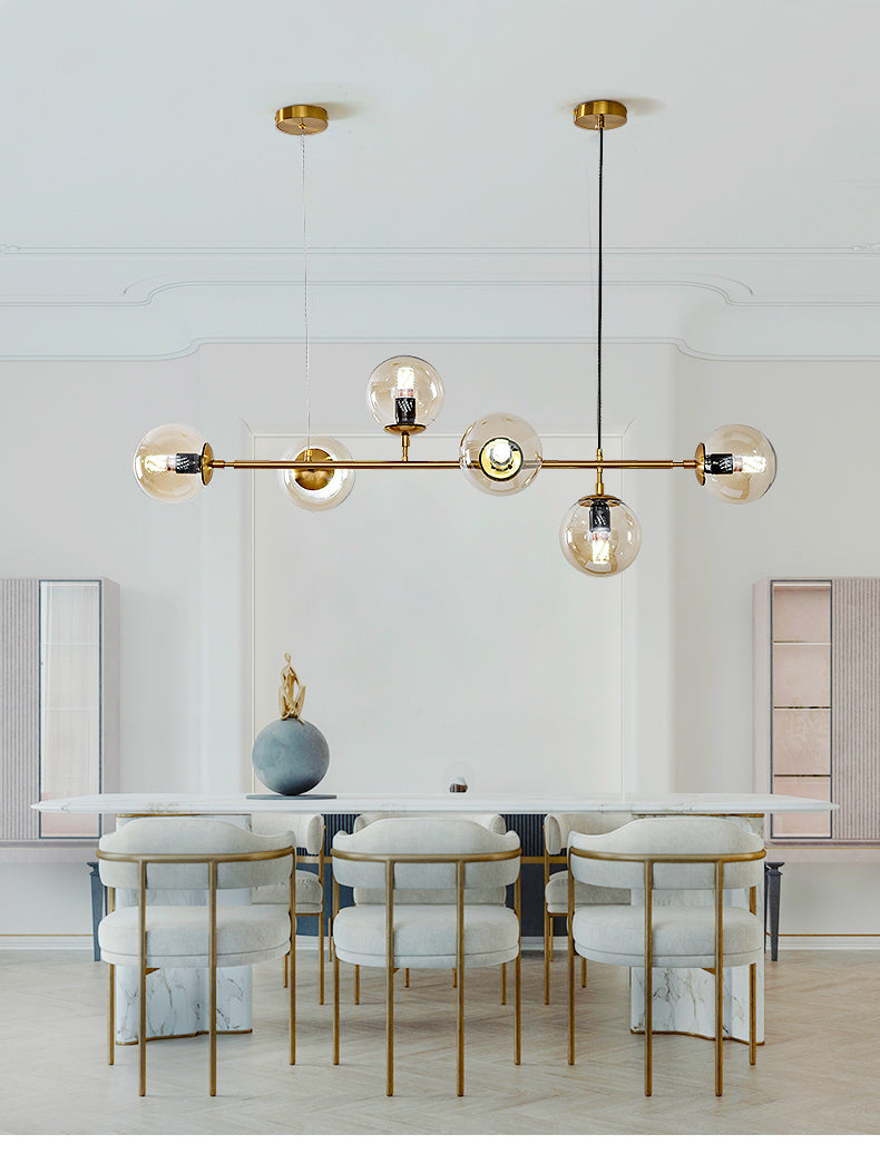 Yorvin Pendant Lamp Orb Brass Glass for Living Room-Neutral Decor