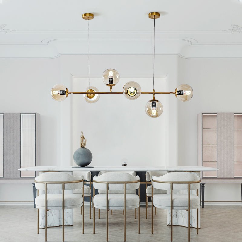 Yorvin Pendant Lamp Orb Brass Glass for Living Room-Neutral Decor