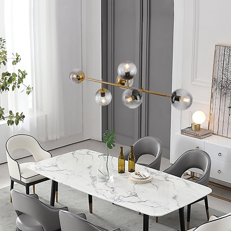 Yorvin Pendant Lamp Orb Brass Glass for Living Room-Neutral Decor